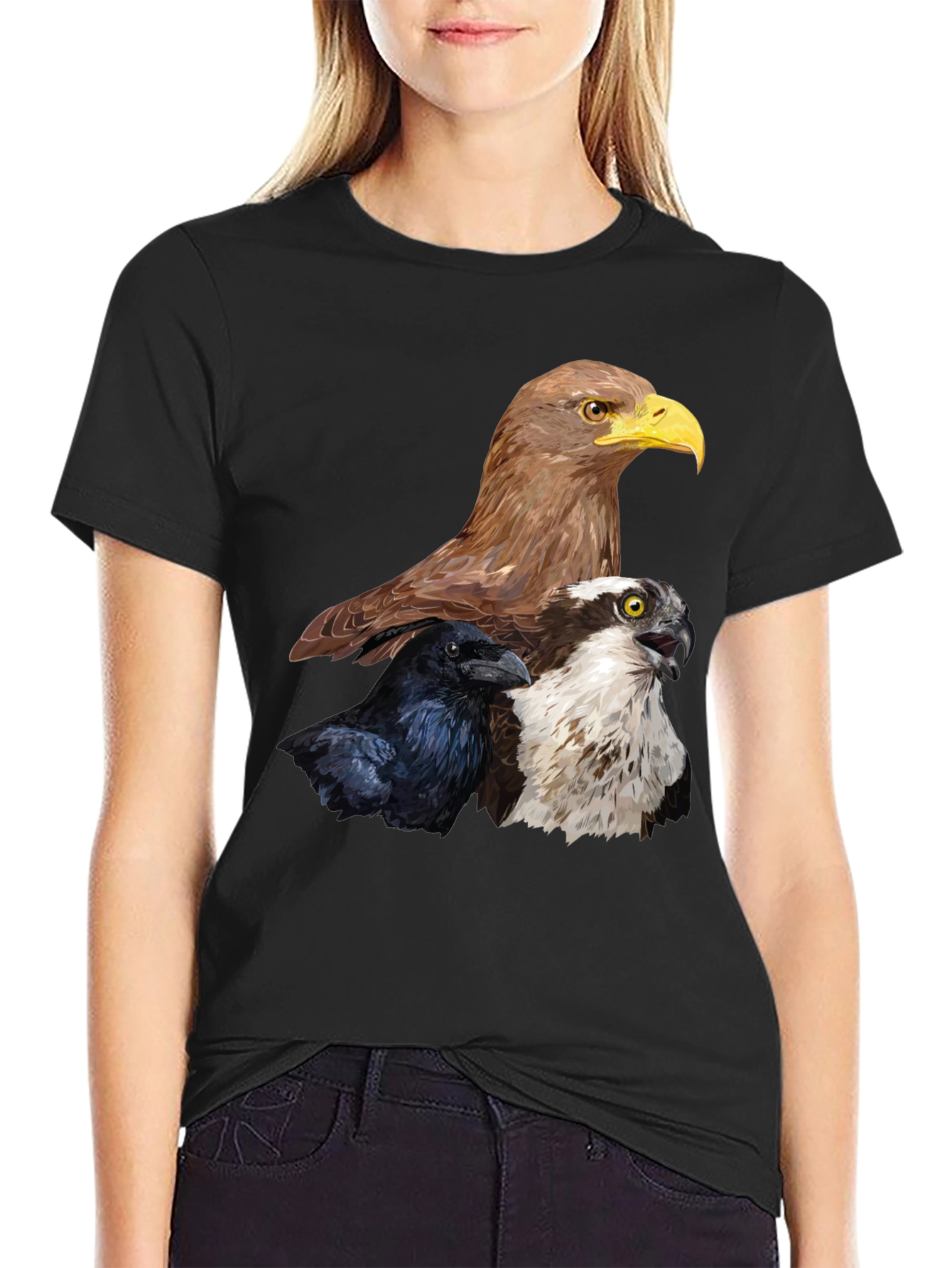 Black Men's Eagle, Raven, Osprey Graphic Print T-Shirt view 2