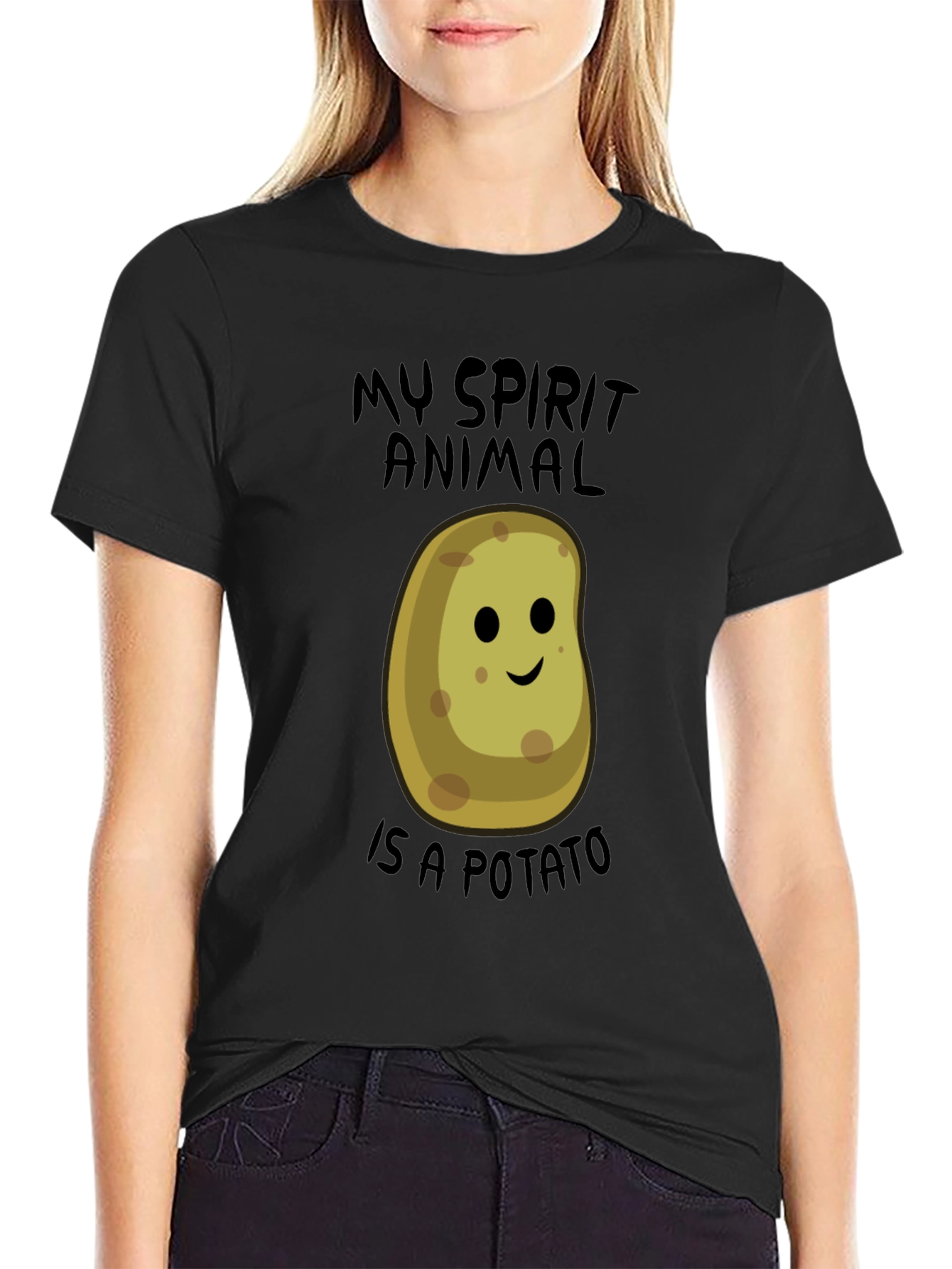 Black My Spirit Animal is a Potato Funny T-Shirt view 2