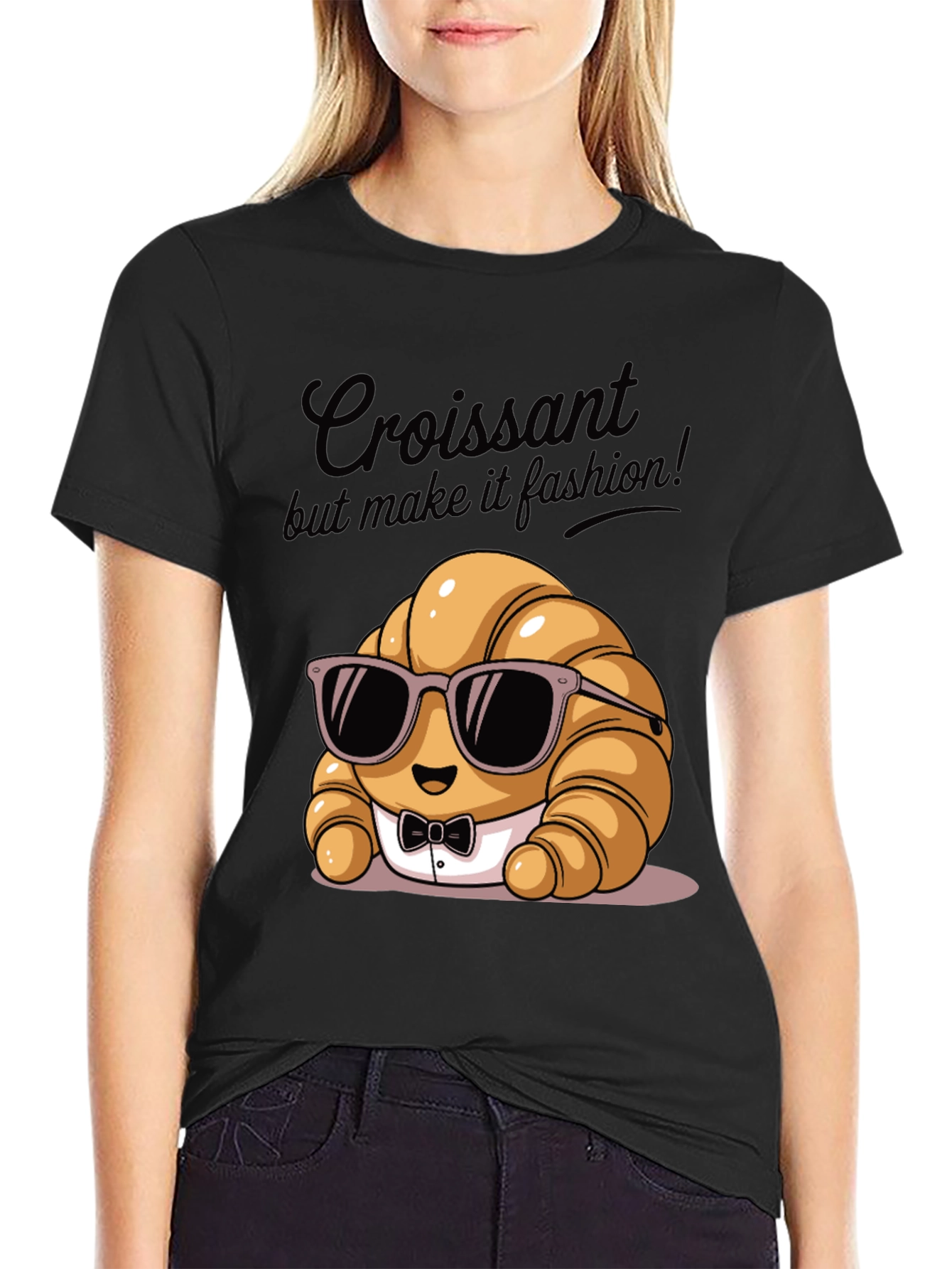 Black Croissant Fashion T-Shirt view 2