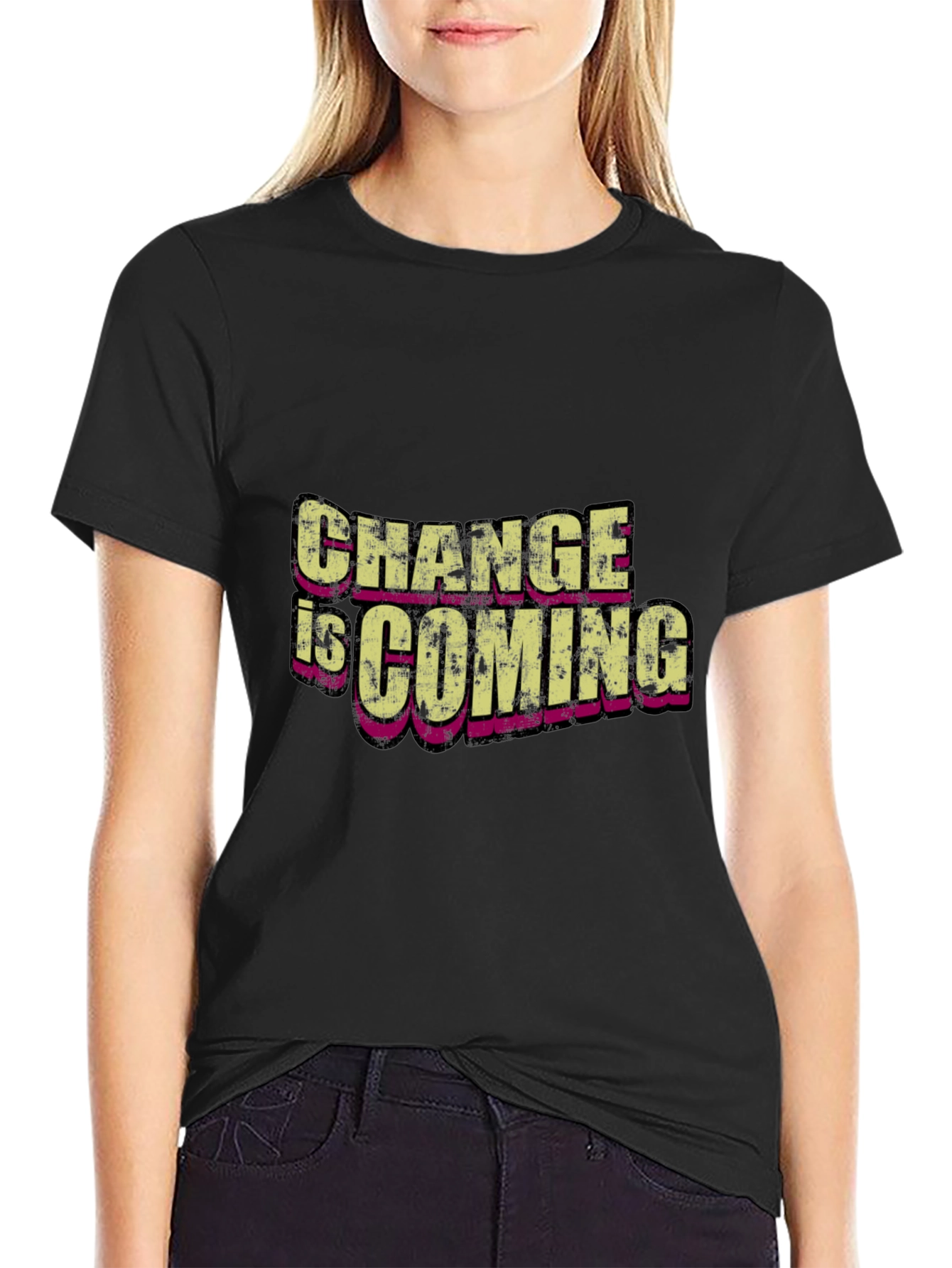 Black Change is Coming Black Graphic T-Shirt view 2