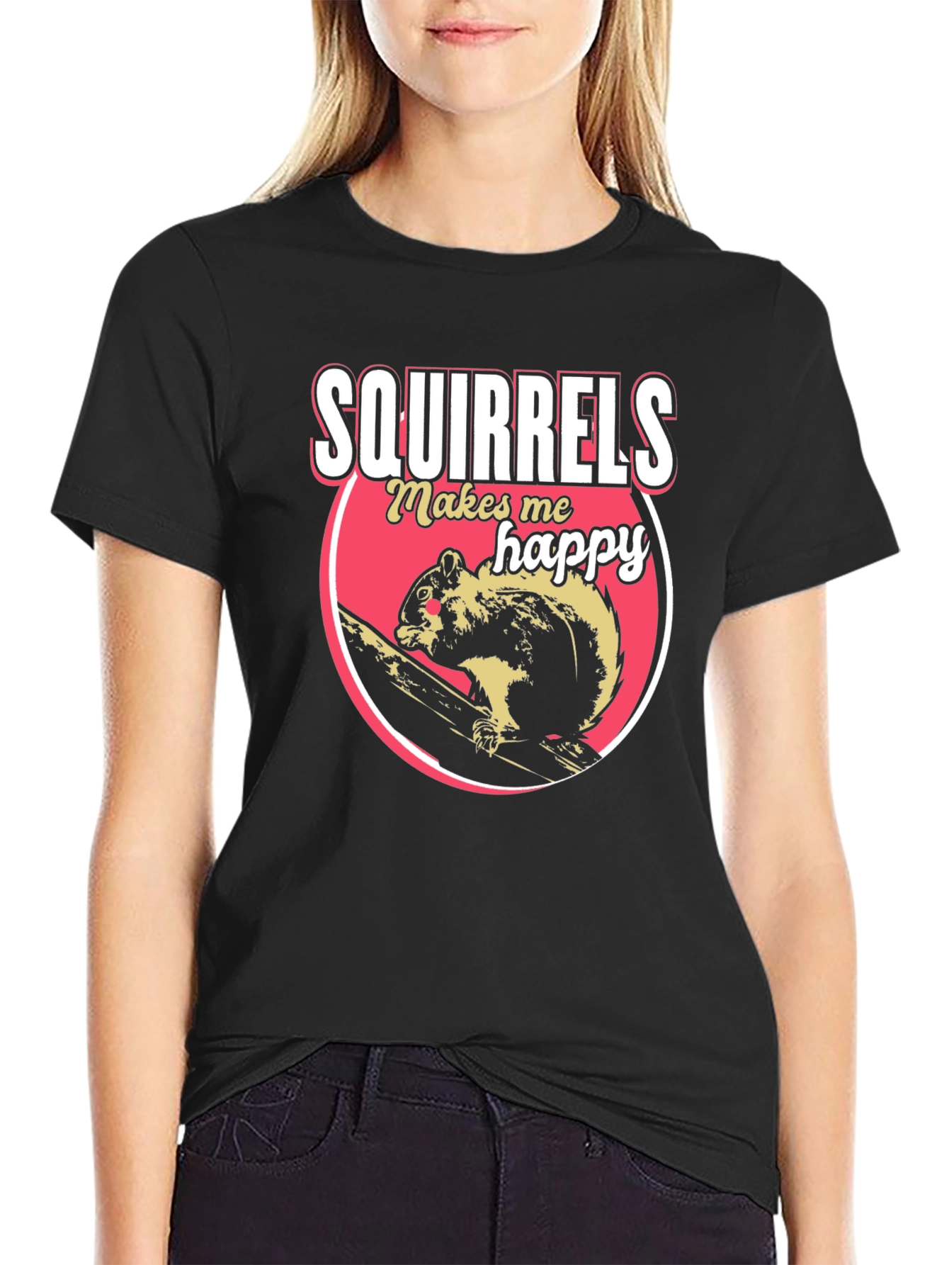 Black Squirrels Make Me Happy Graphic Tee view 2