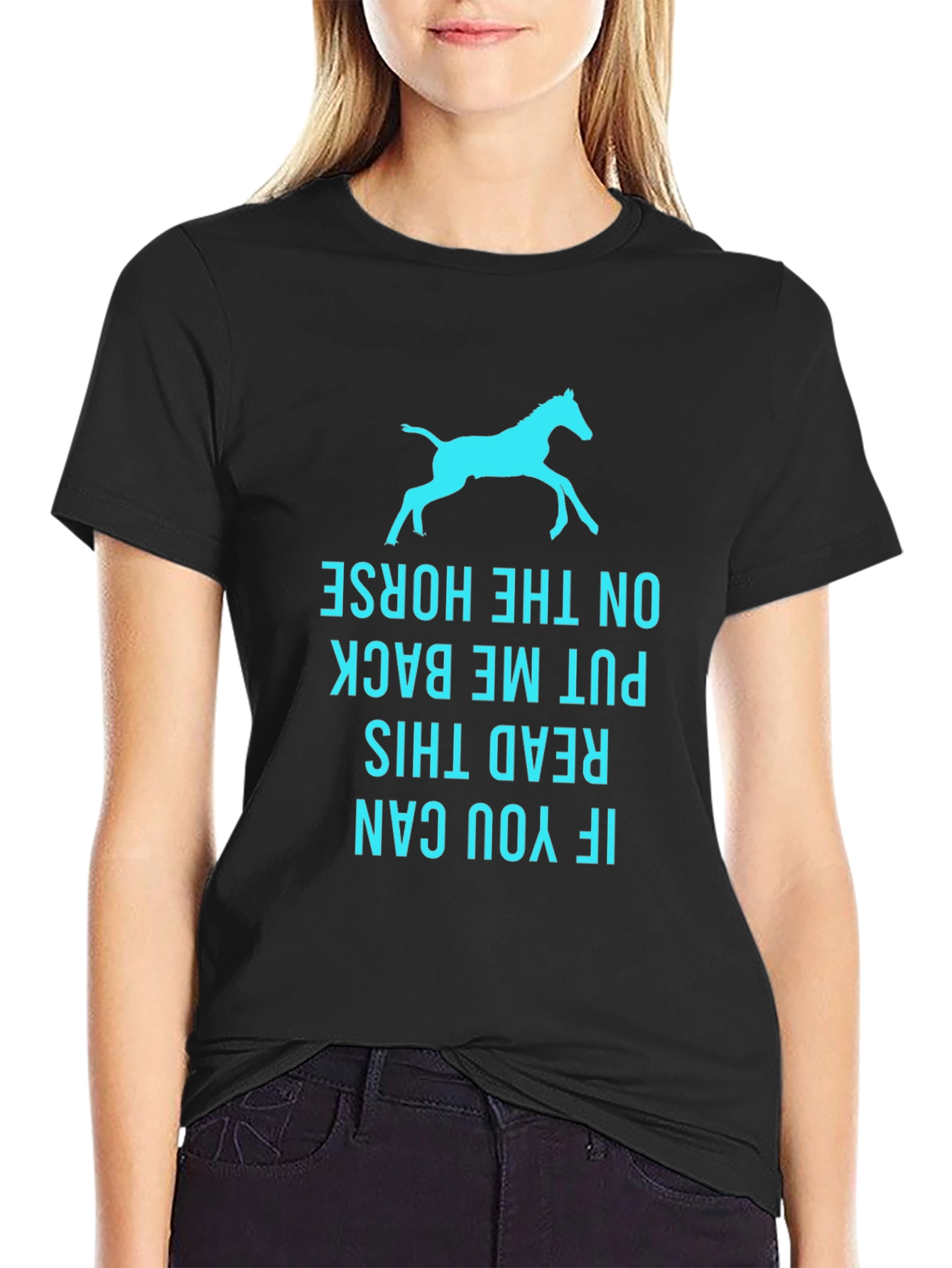 Black Funny Horse T-Shirt - Read This Back view 2