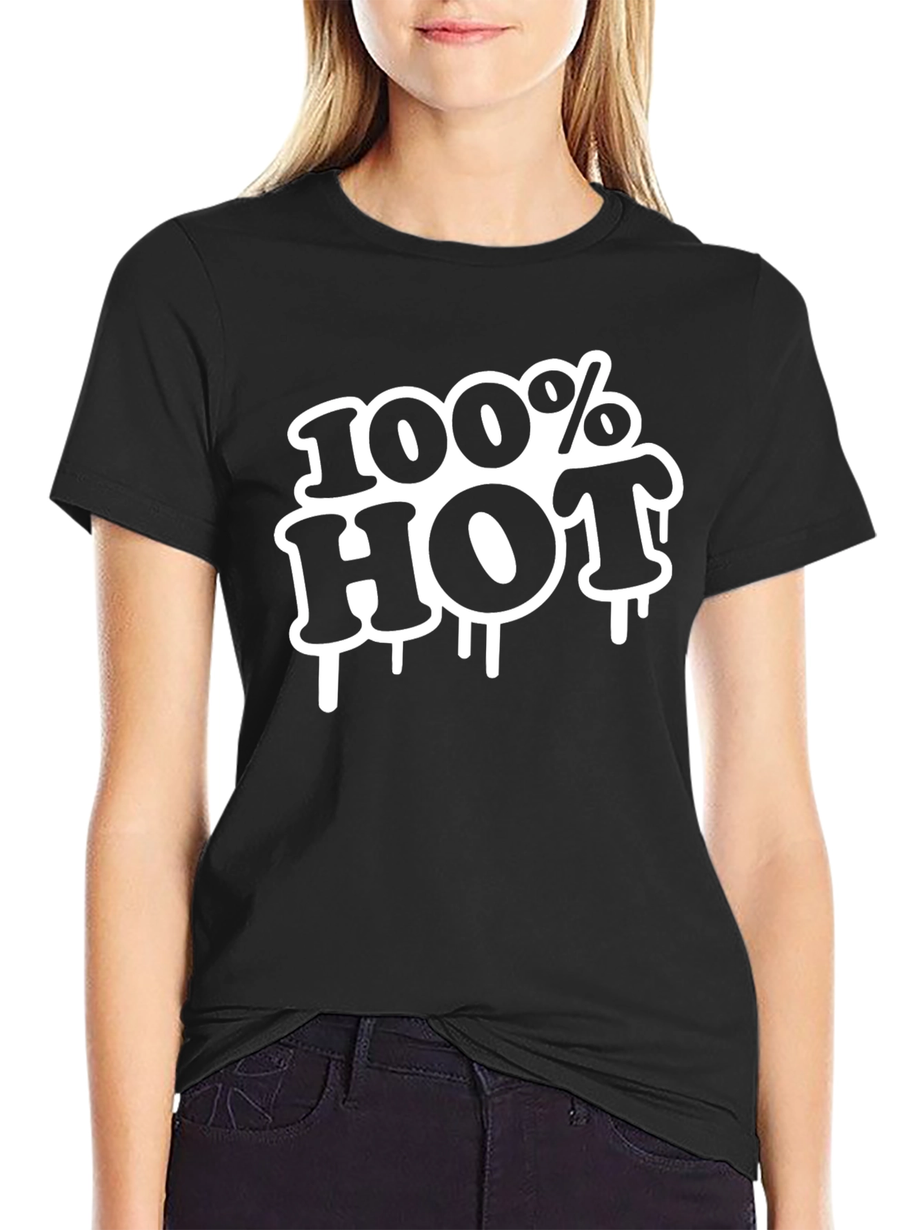 Black 100% Hot Graphic Tee - Black view 2