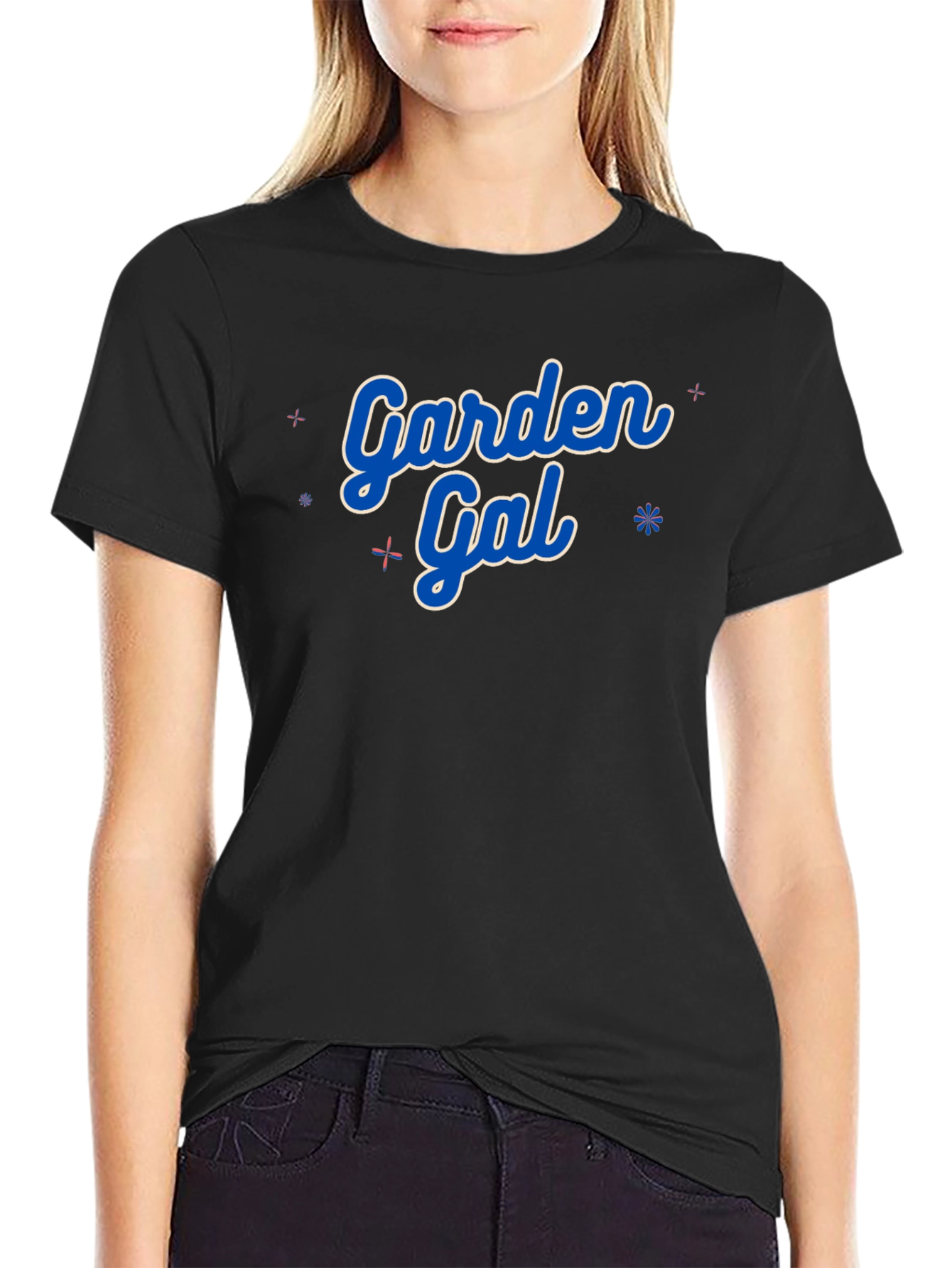 Black Garden Gal T-Shirt - Black Crew Neck view 2