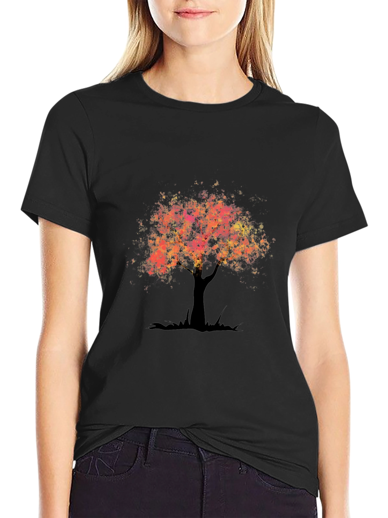 Black Tree of Life Graphic Tee - Black Casual Shirt view 2