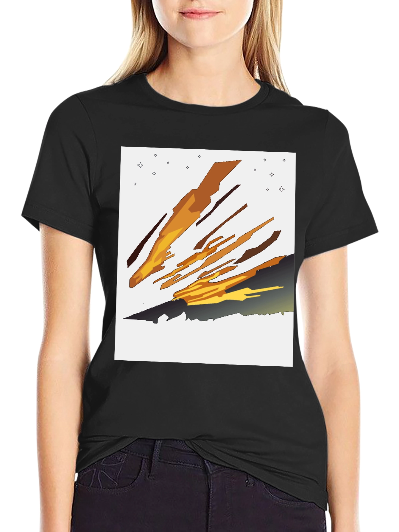 Black Abstract Comet Graphic Tee view 2