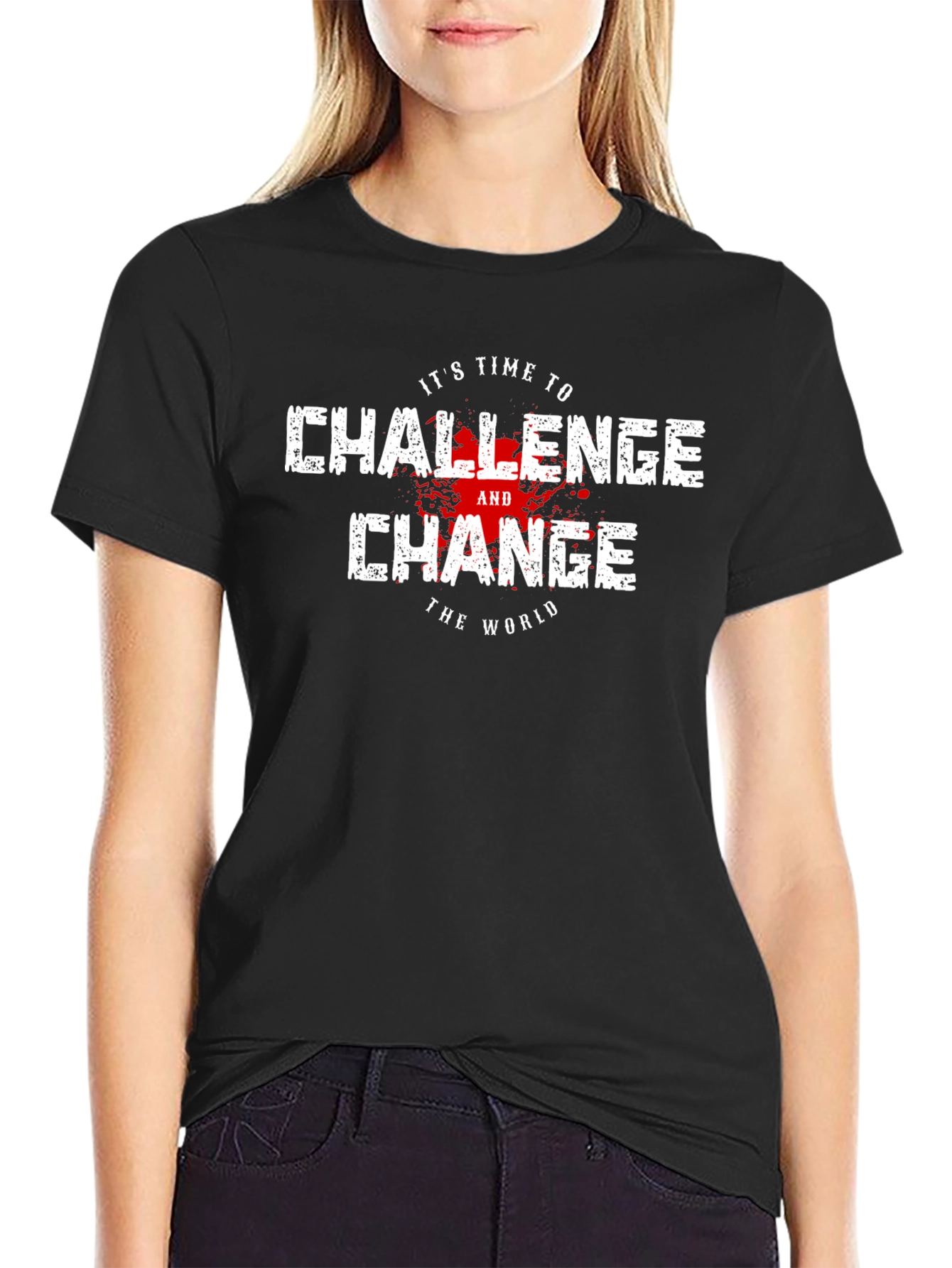 Black Challenge and Change Graphic Tee - Black view 2