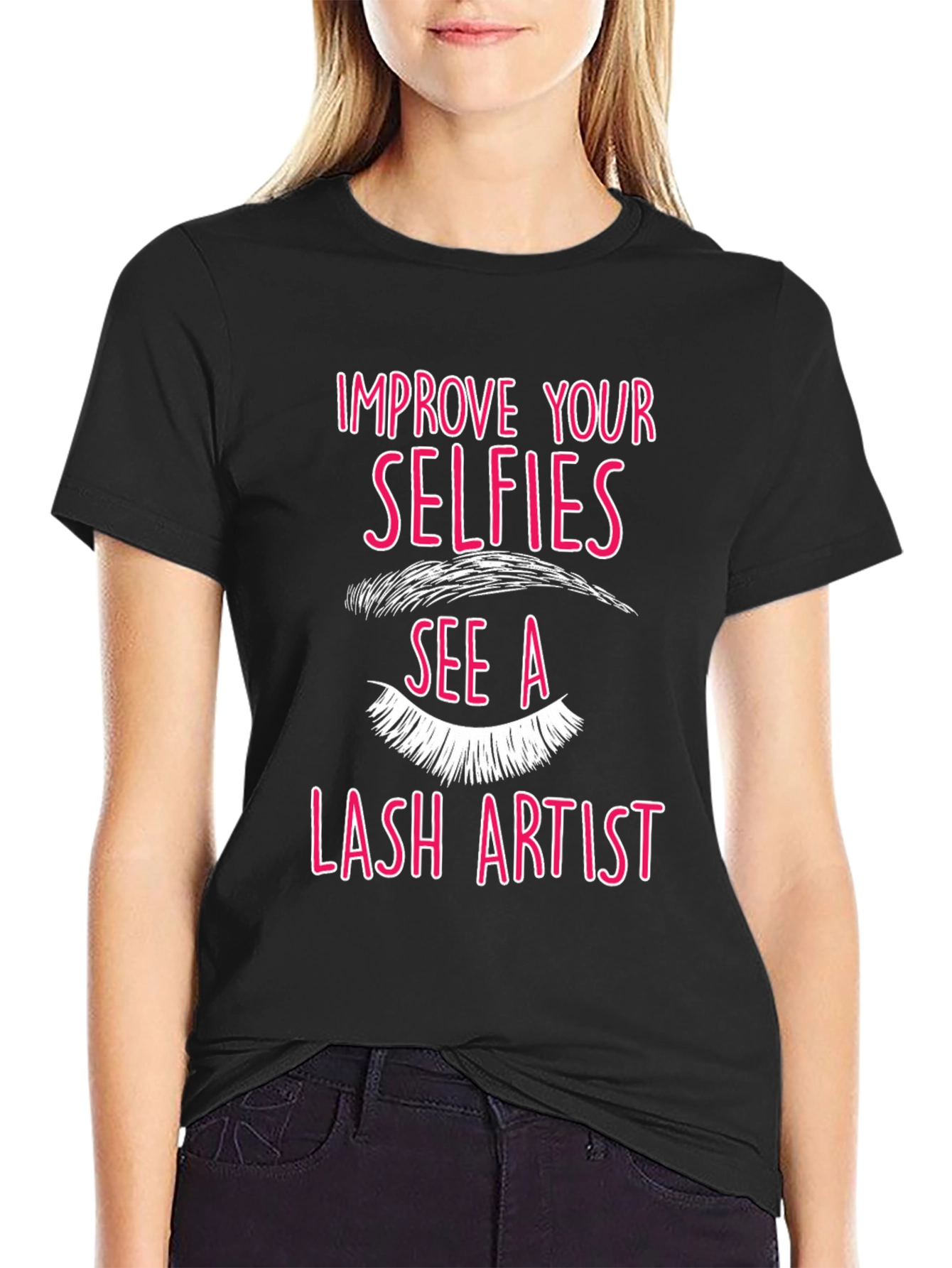 Black Selfie Lash Artist Graphic Tee - Black view 2