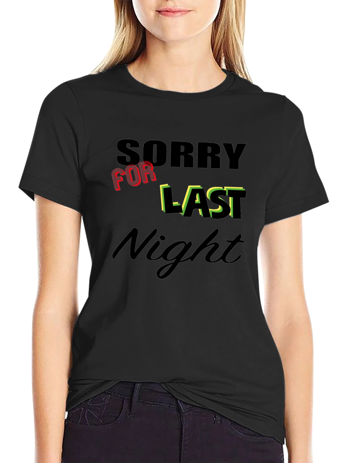 Black Sorry For Last Night Graphic Tee view 2