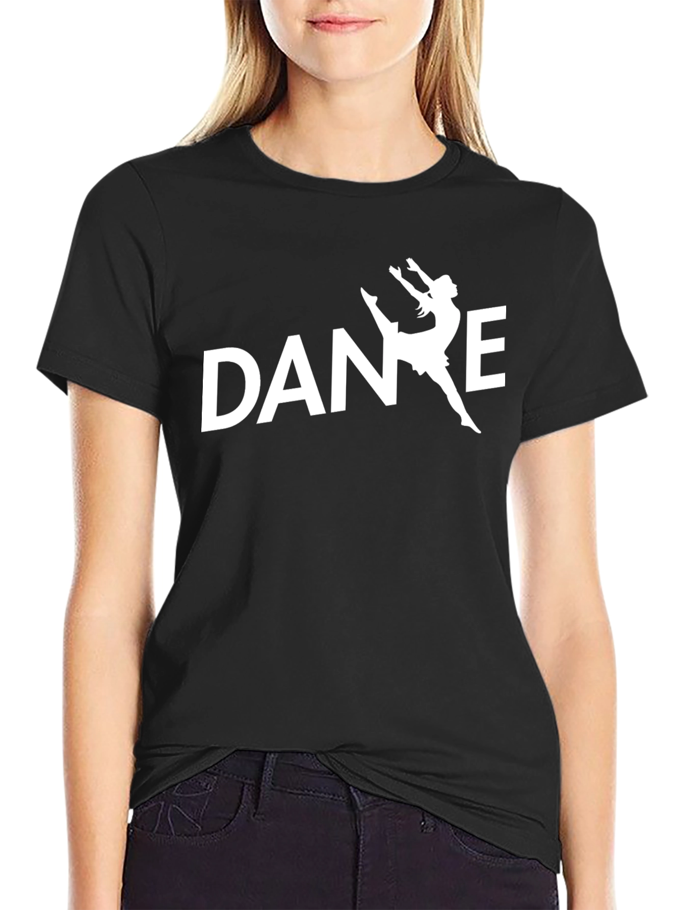 Black Dance Graphic Tee - Black Cotton T-Shirt view 2