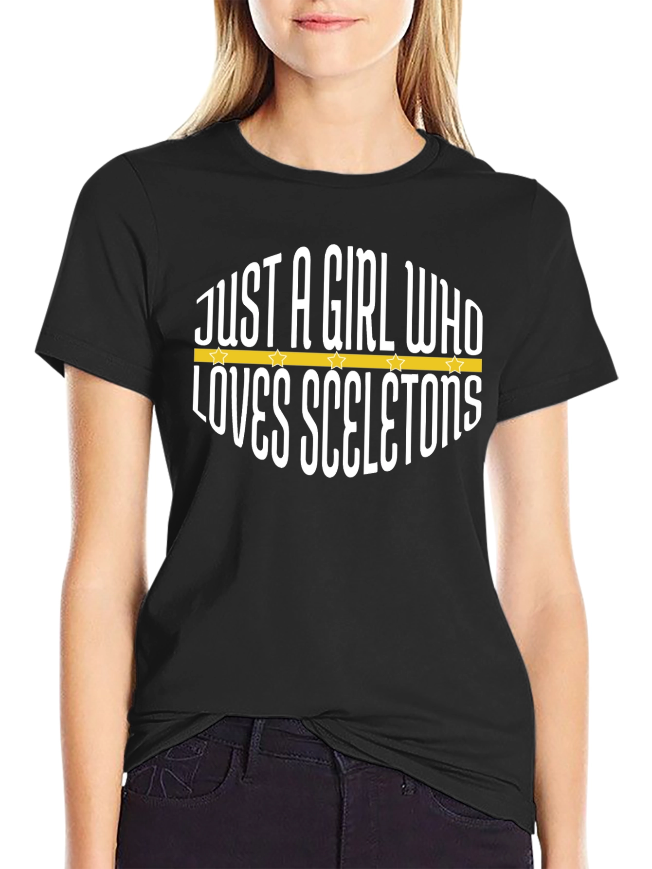 Black Girl Loves Skeletons Graphic T-Shirt view 2