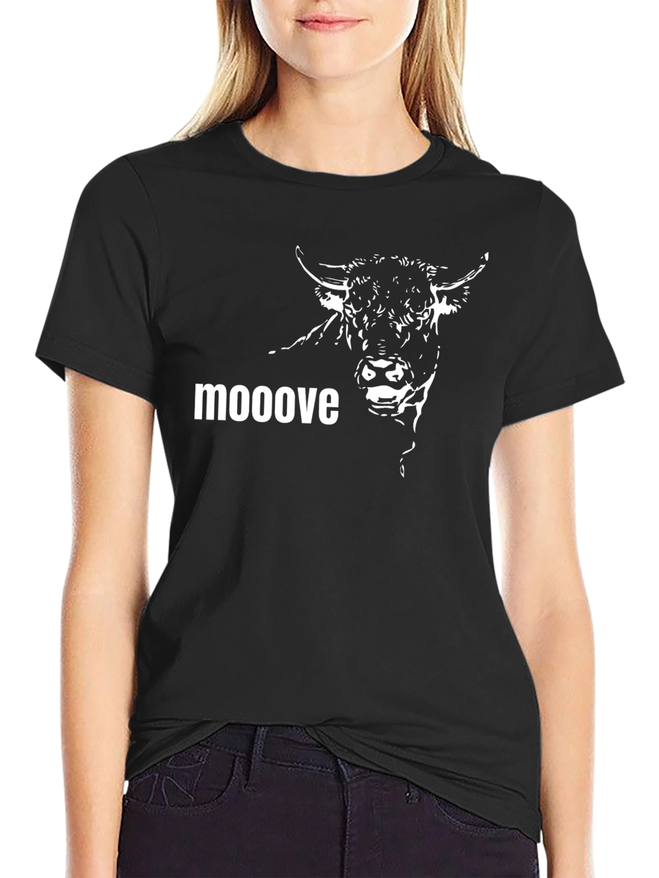 Black Moooove Graphic T-Shirt - Black Cotton Bull Tee view 2