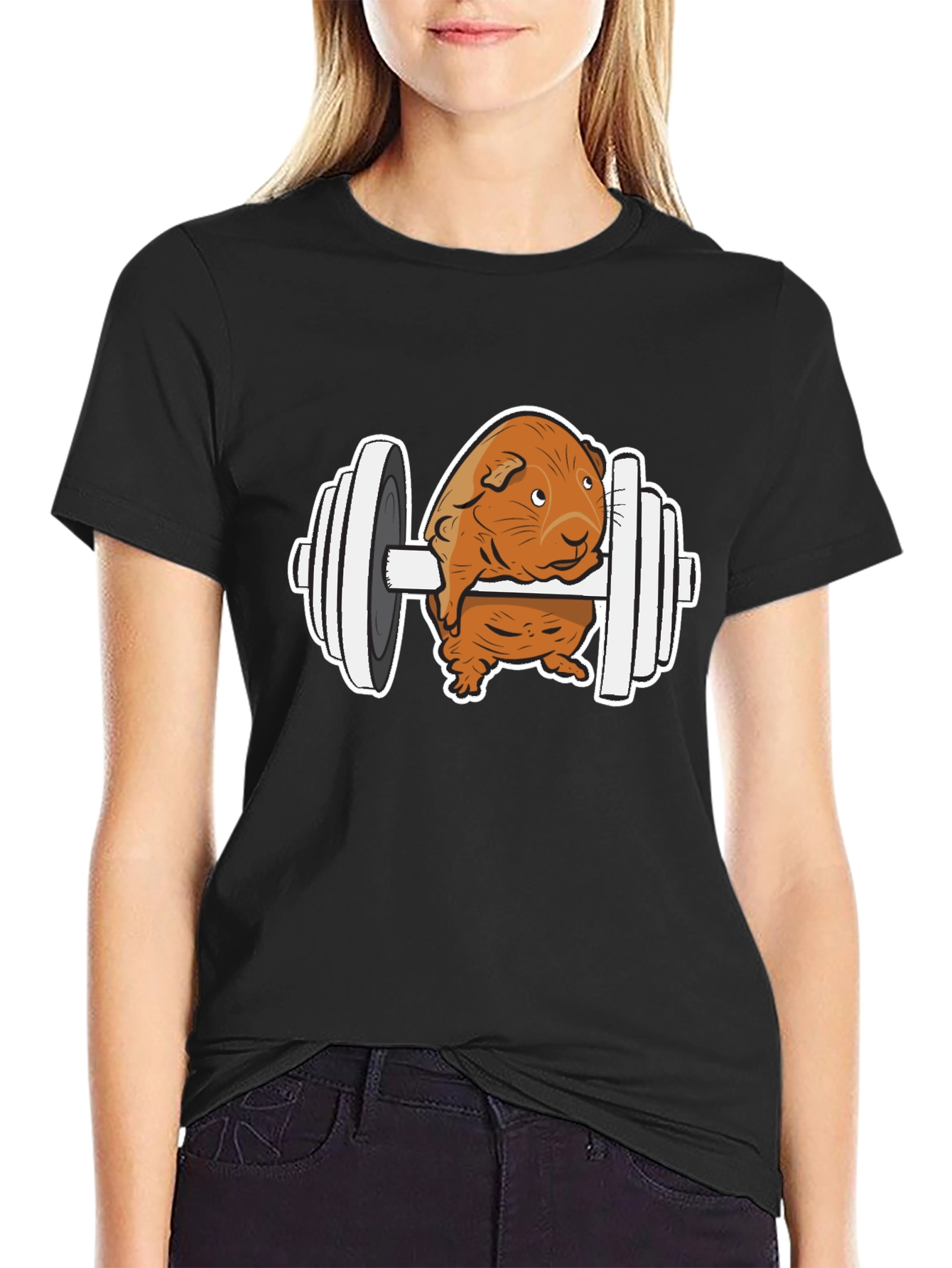 Black Guinea Pig Gym T-Shirt - Funny Workout Tee view 2