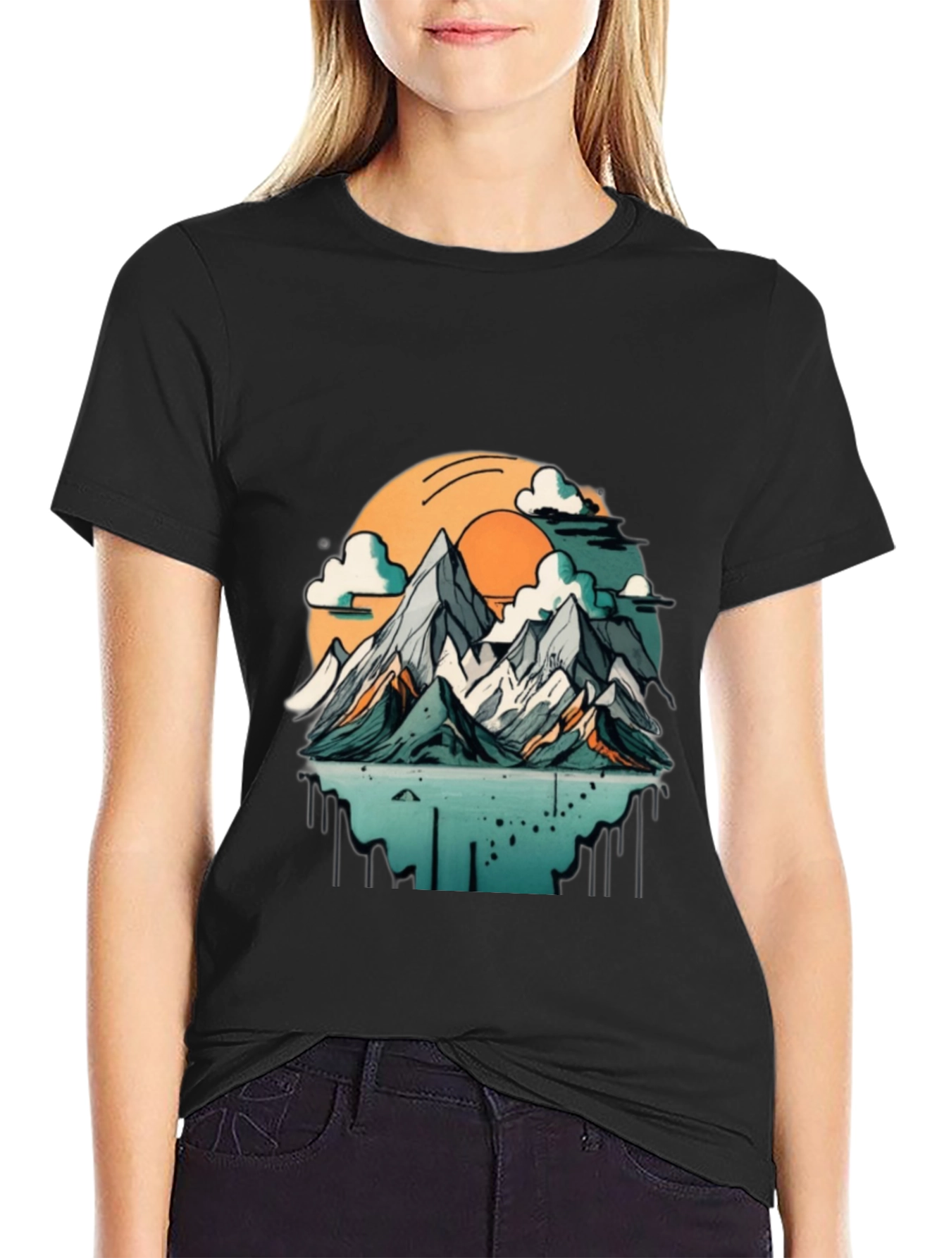 Black Mountain Sunset Graphic T-Shirt view 2