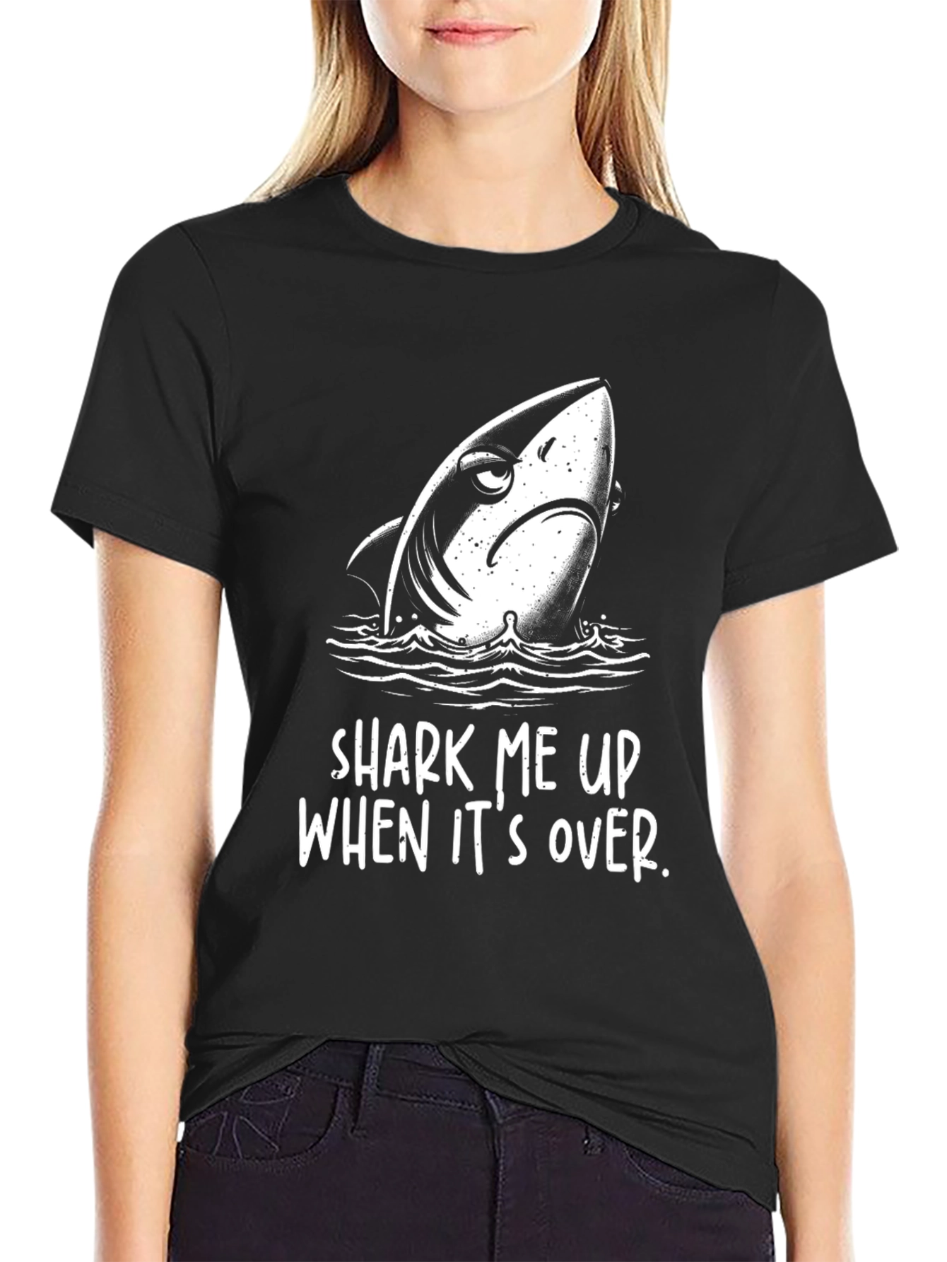 Black Shark Me Up T-Shirt - Funny Graphic Tee view 2