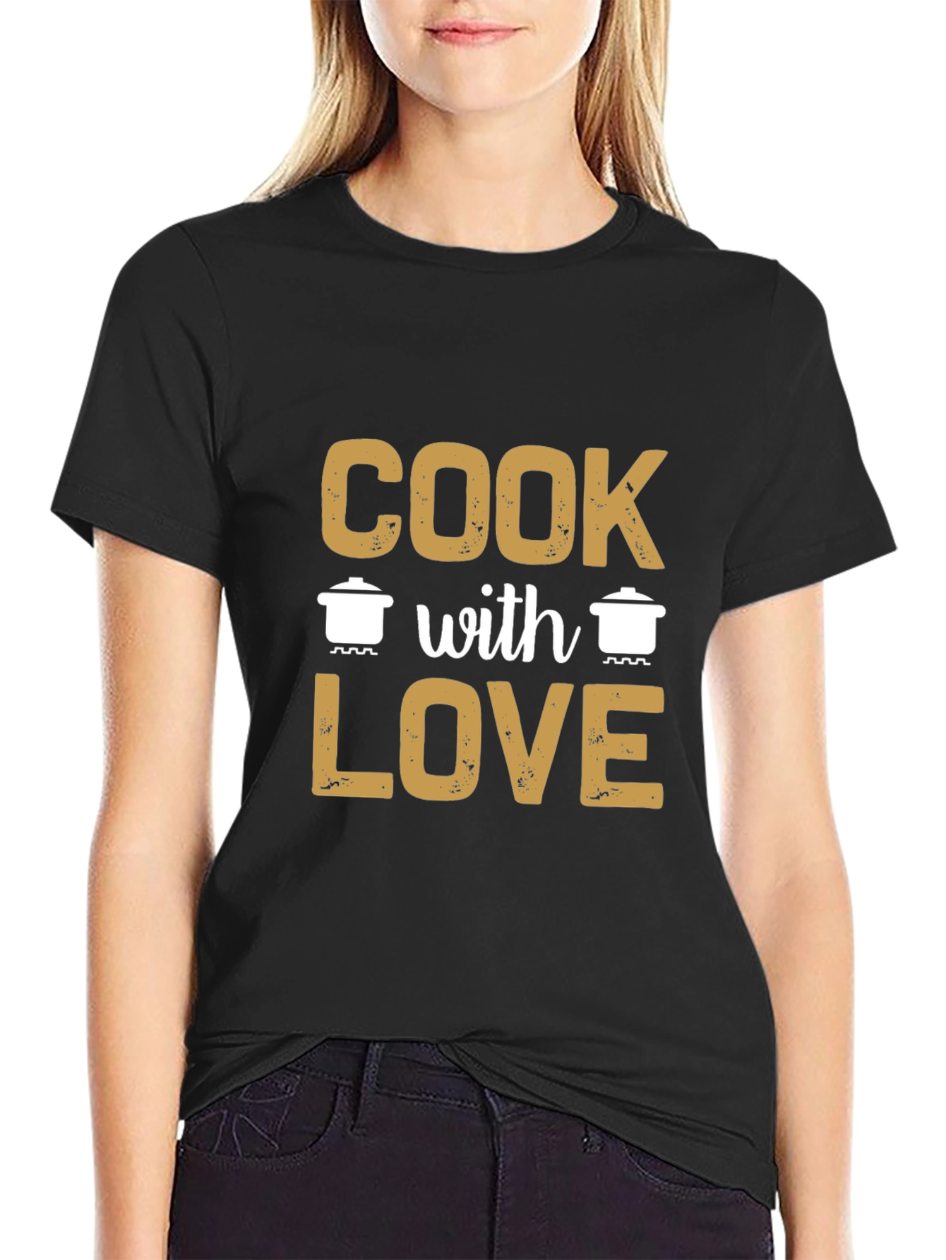 Cook With Love Graphic Tee - Black Casual Shirt - 2