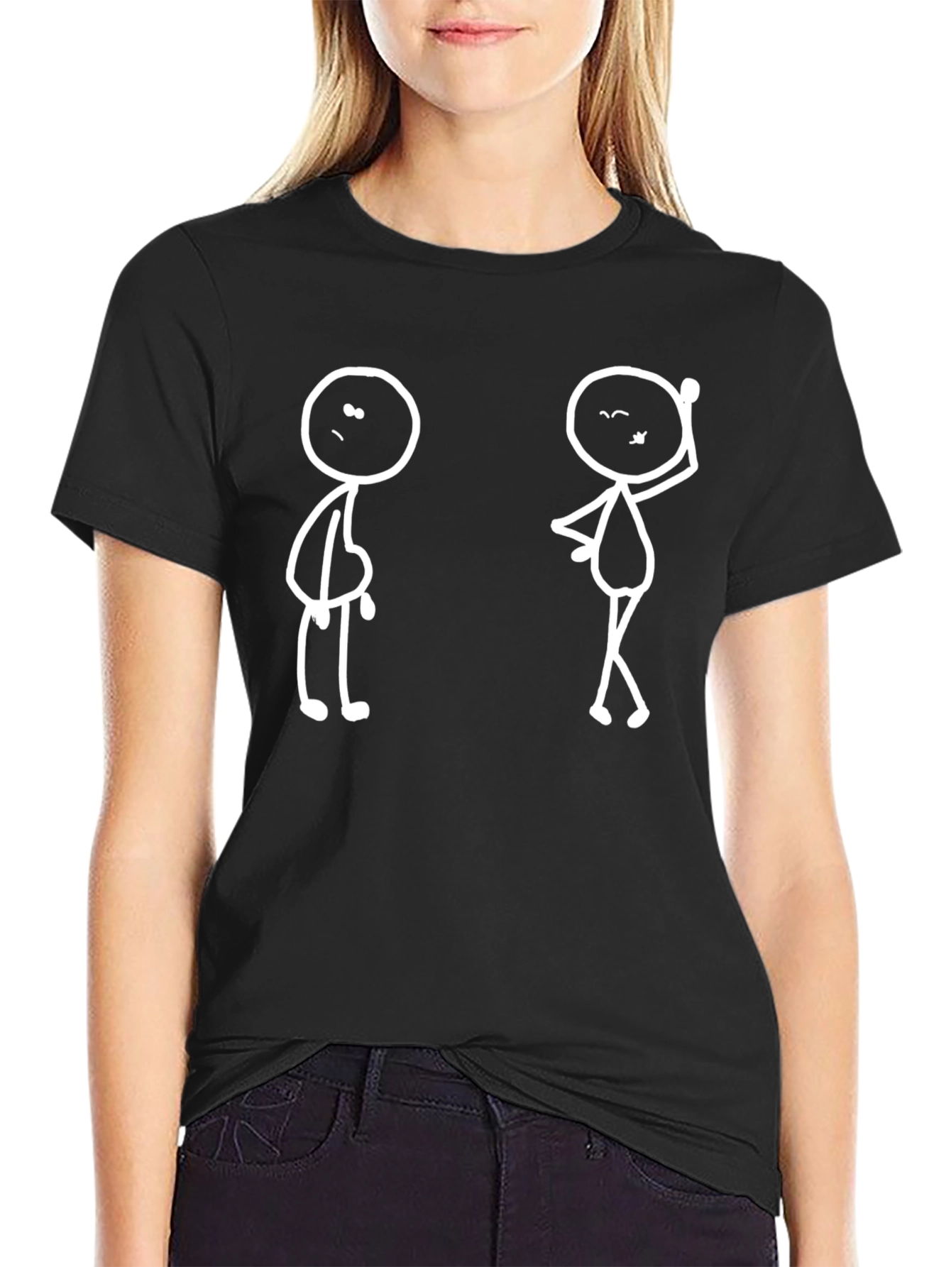 Black Funny Stick Figure Graphic Tee - Black view 2