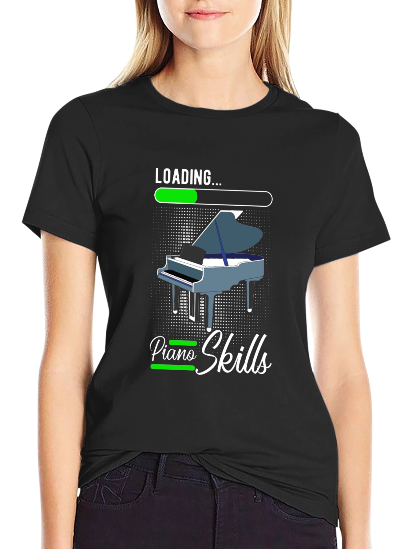 Black Loading Piano Skills T-Shirt view 2