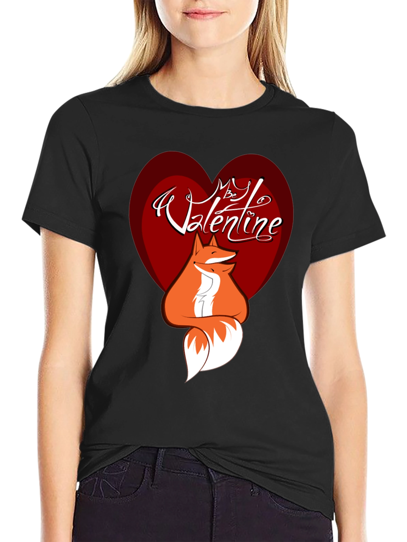 Black Valentine Fox Graphic Tee - Men's Black T-Shirt view 2