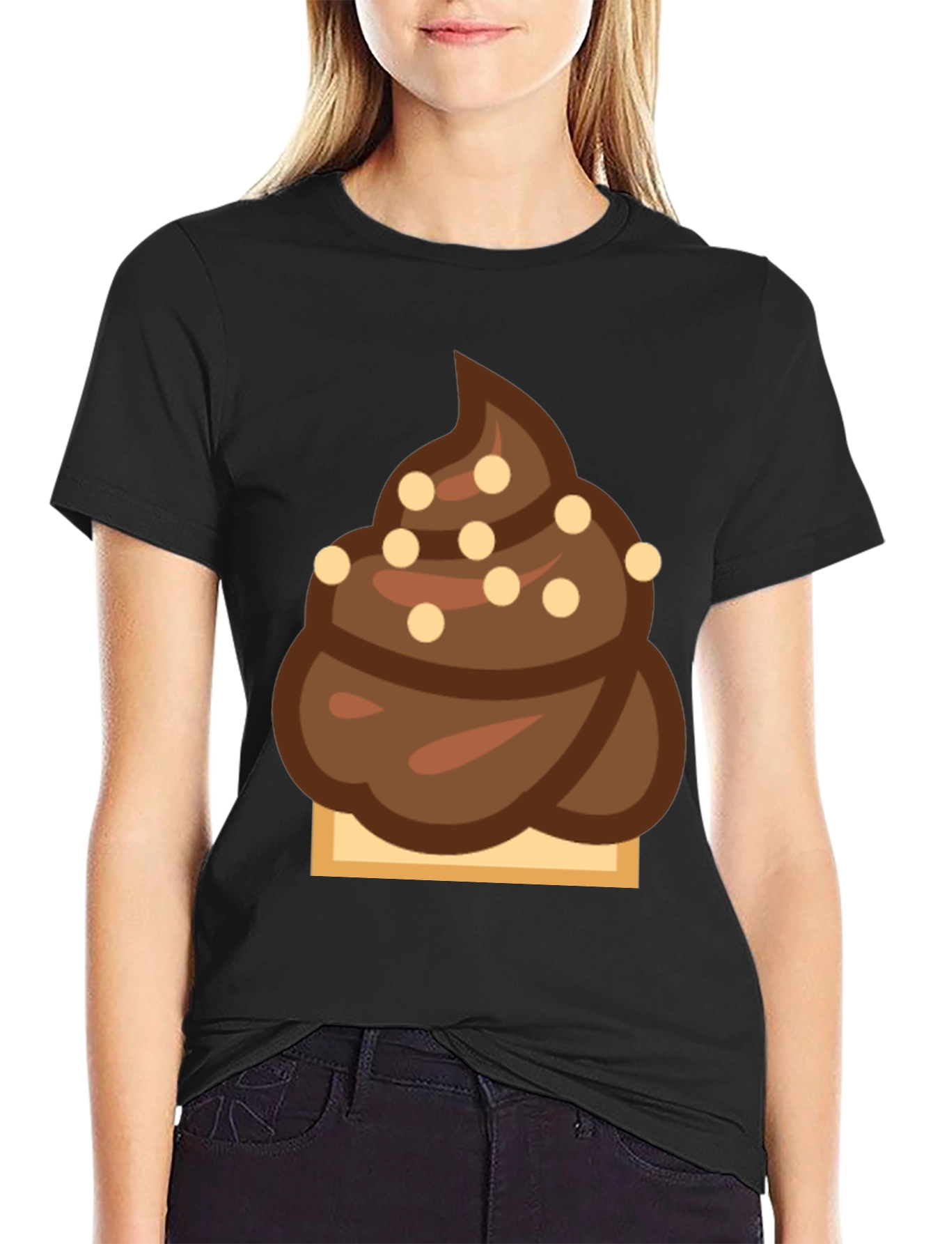 Black Novelty Chocolate Swirl Emoji T-Shirt view 2