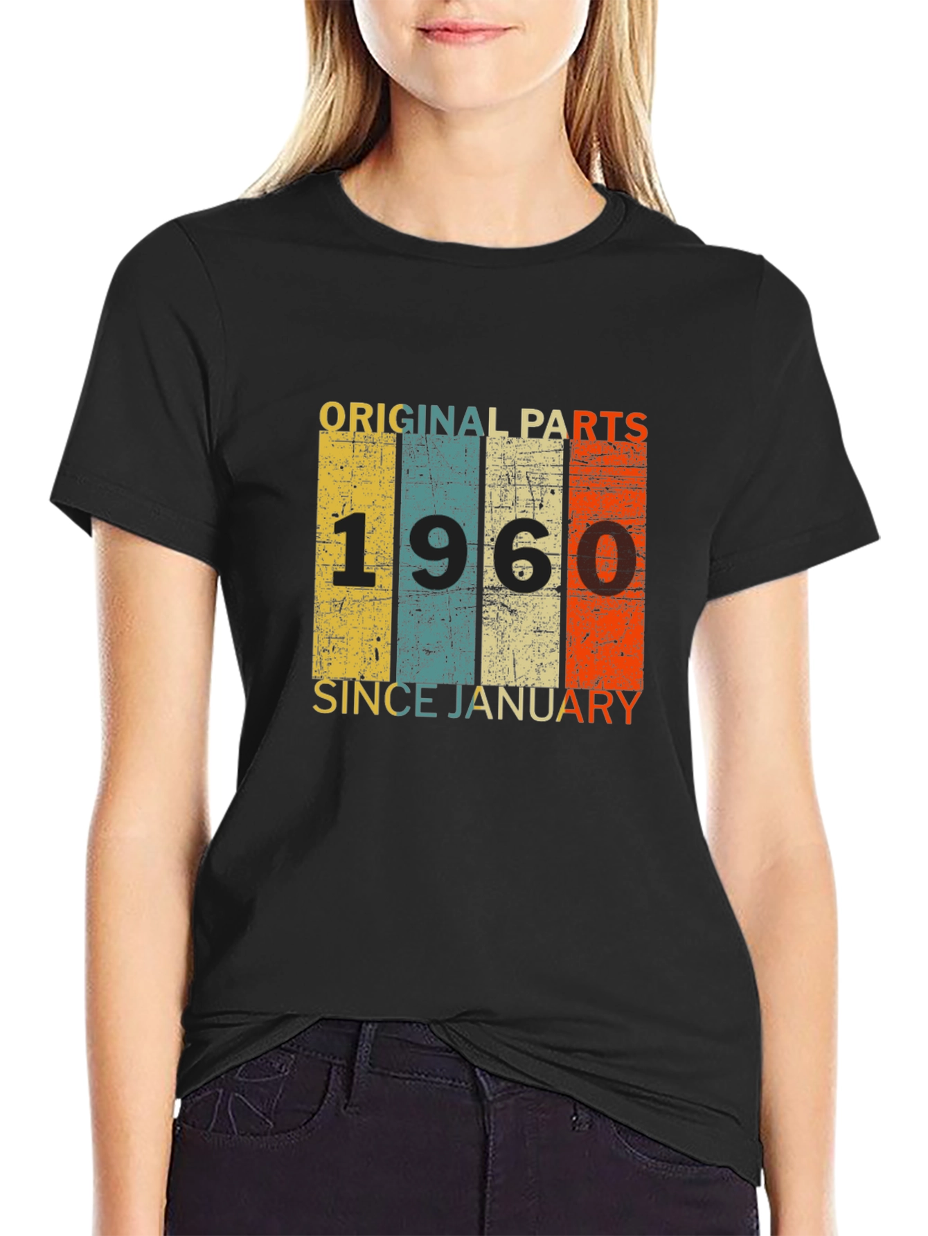 Black Original Parts 1960 T-Shirt - Vintage Birthday Gift Idea view 2
