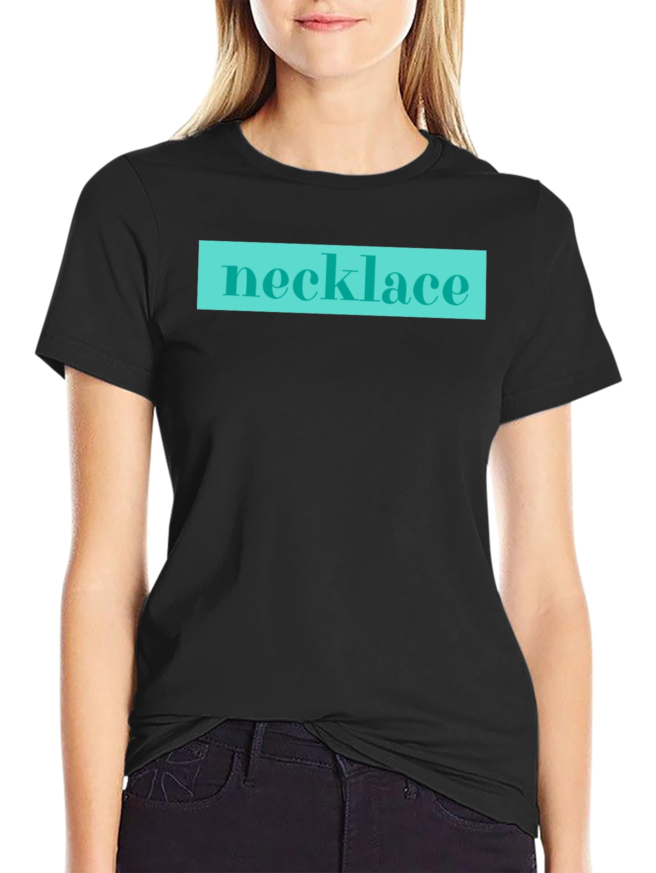 Black Necklace Graphic Tee - Black Casual Shirt view 2