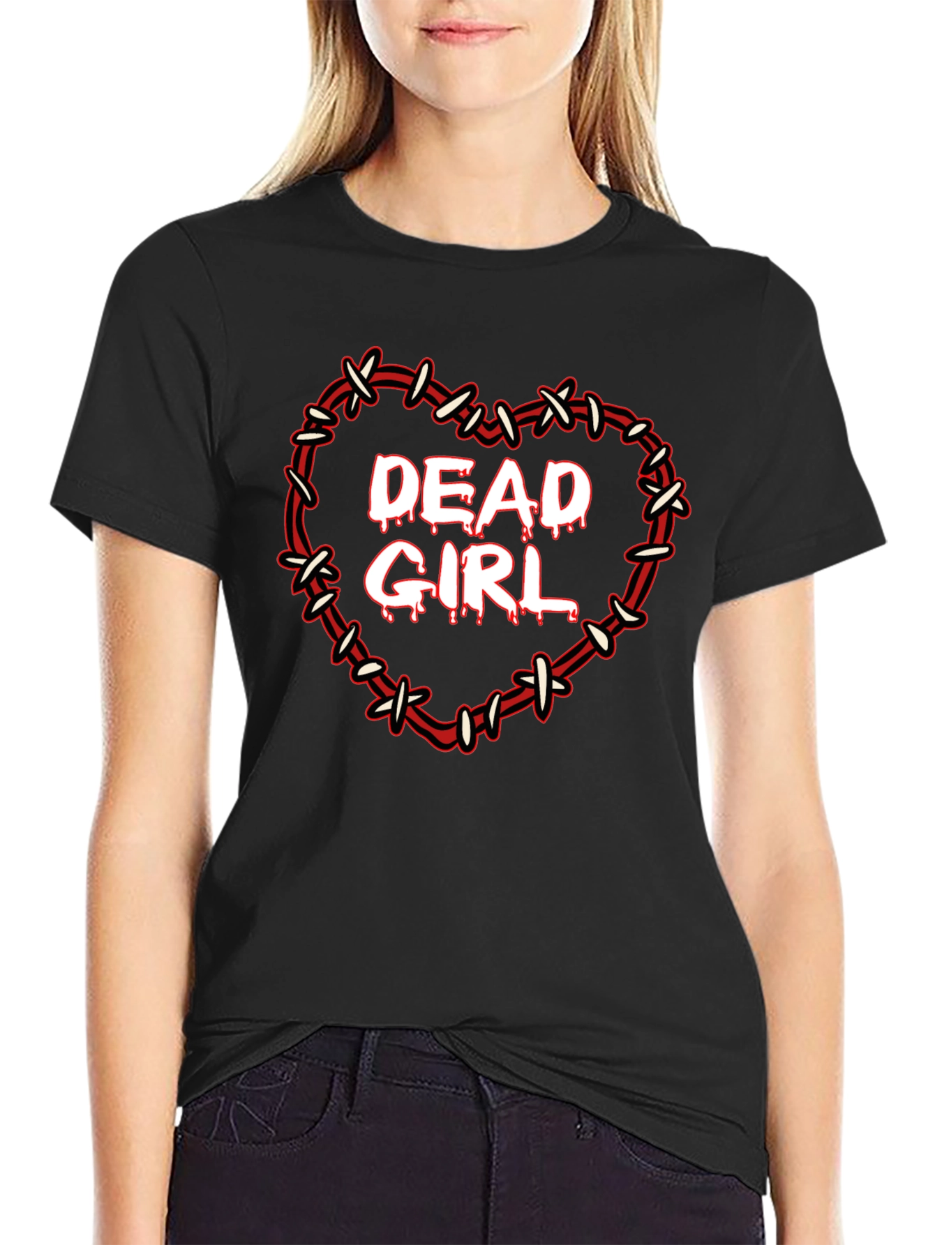 Black Dead Girl Heart Graphic Tee view 2
