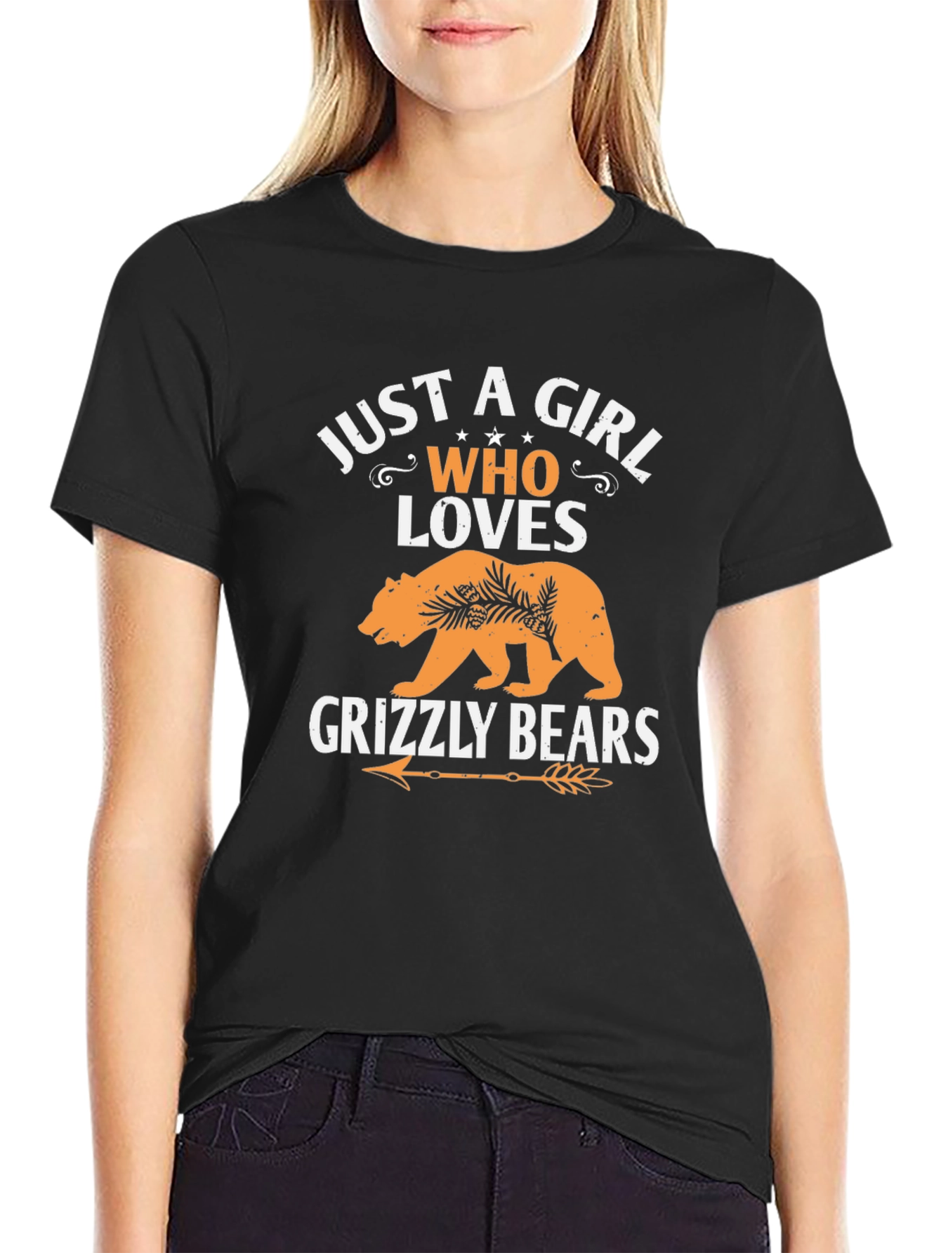 Black Just A Girl Who Loves Grizzly Bears T-Shirt view 2