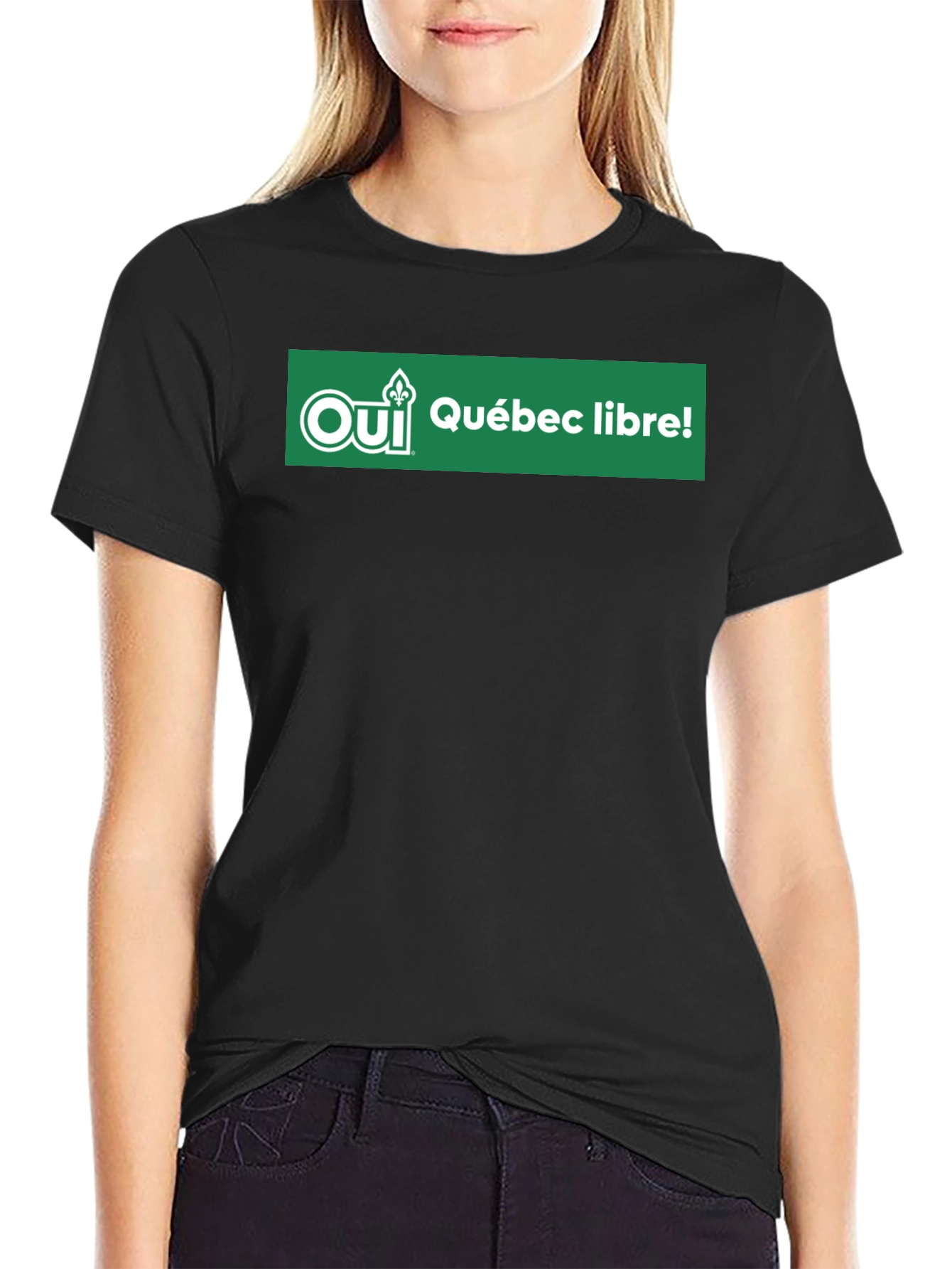 Black Oui Quebec Libre T-Shirt view 2