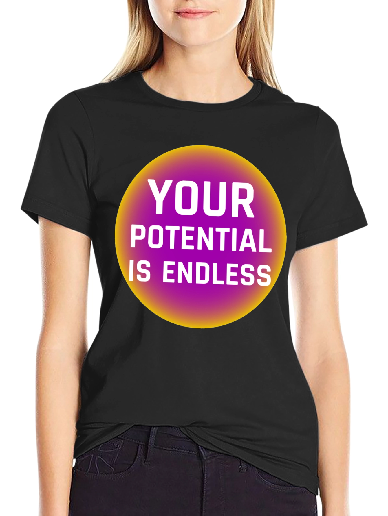 Black Endless Potential Graphic Tee - Black Cotton T-Shirt view 2