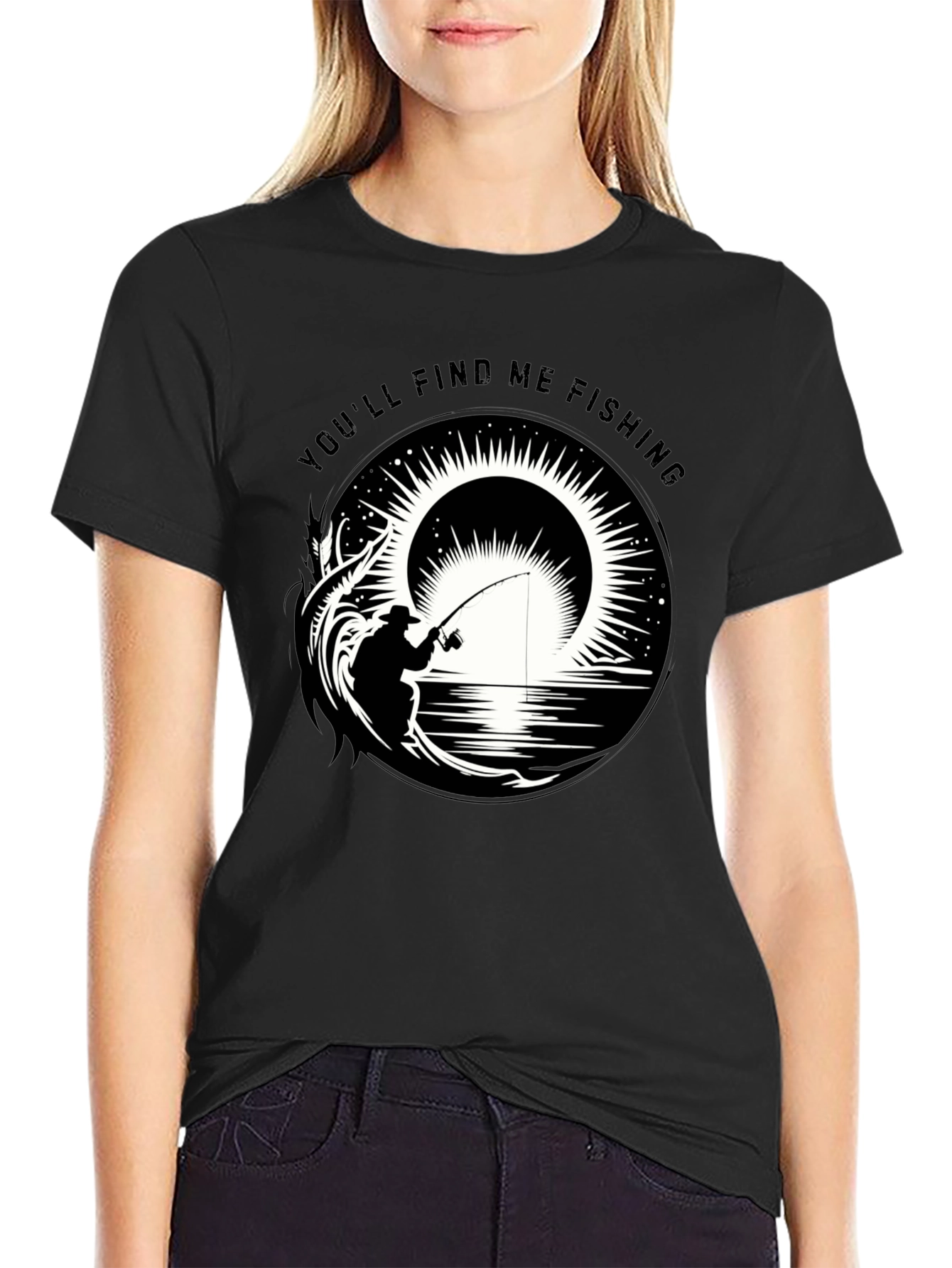 Black Fishing Graphic Tee - You'll Find Me Fishing view 2