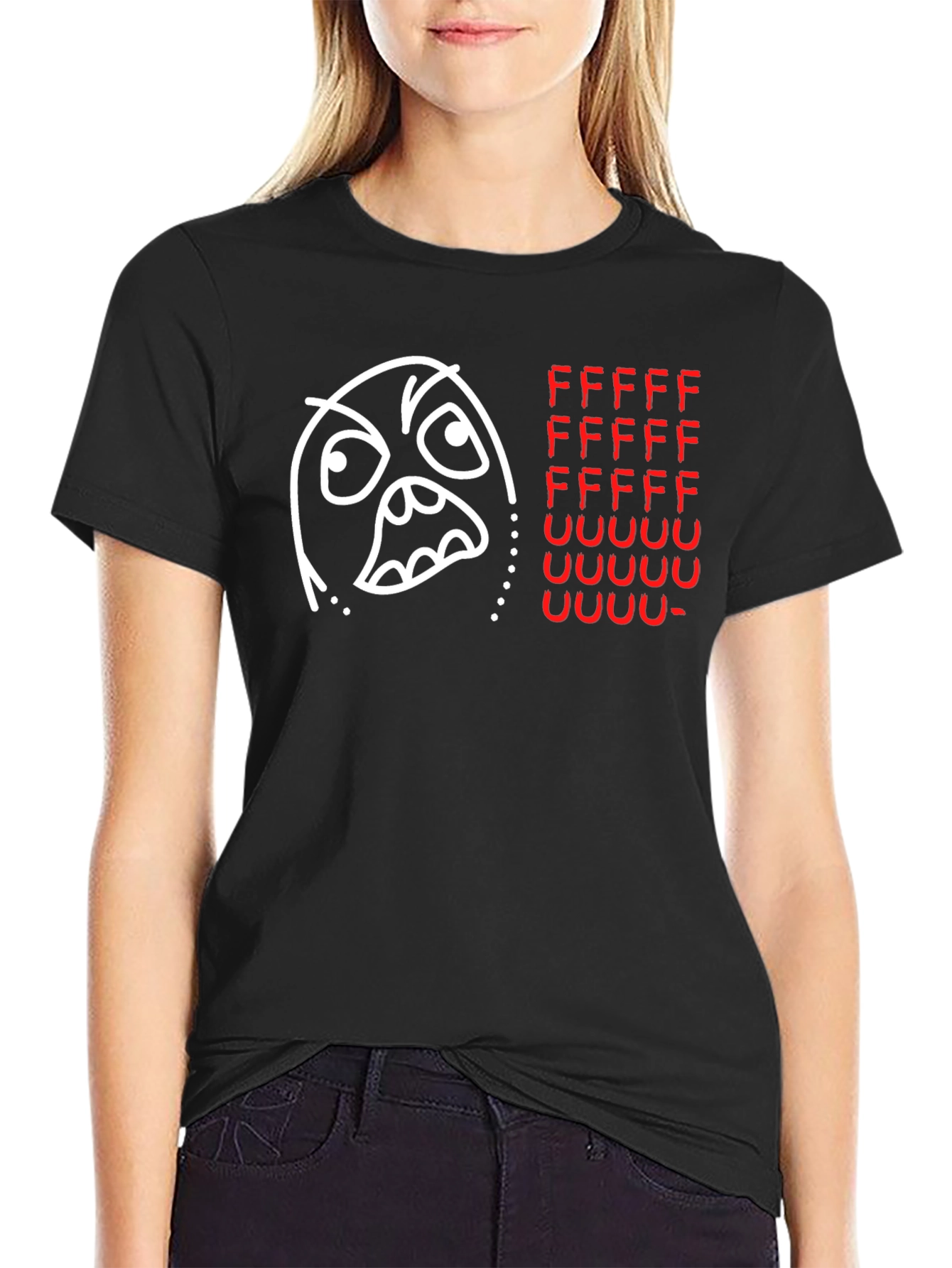 Black Rage Face FFFFFUUUUU Meme T-Shirt view 2