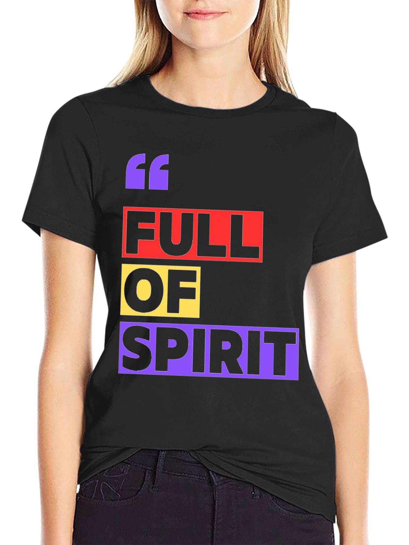 Black Full of Spirit Graphic T-Shirt - Trendy Casual Wear view 2