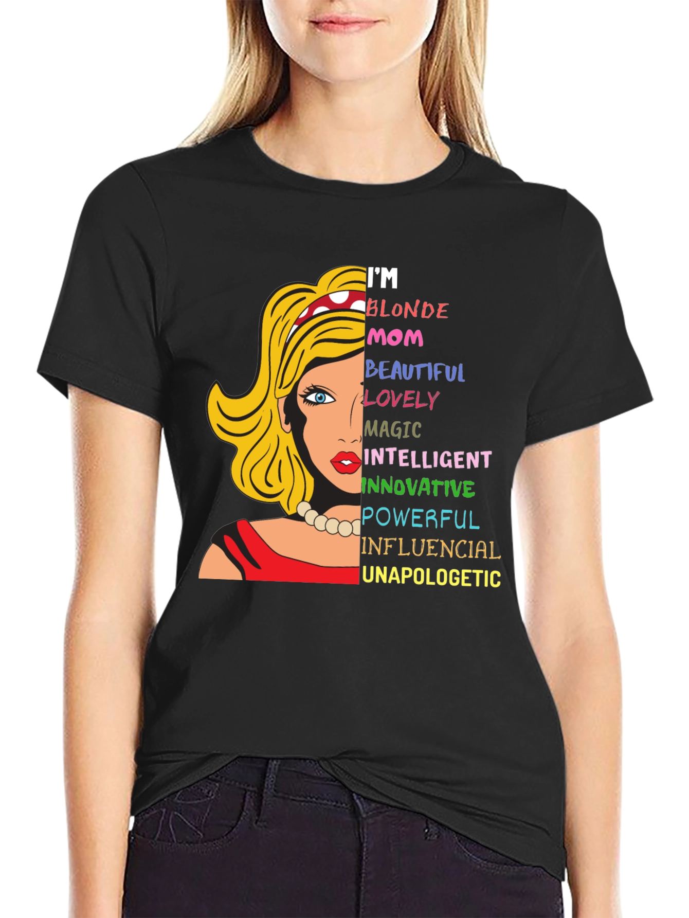 Black Blonde Mom Graphic Tee - Empowering Women's T-Shirt view 2