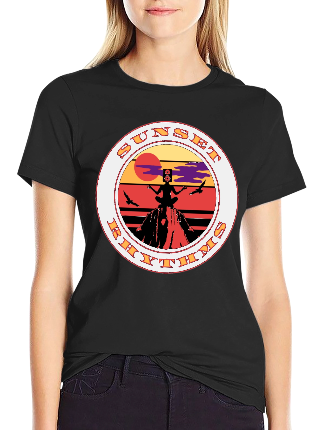 Black Sunset Rhythms Graphic Tee view 2