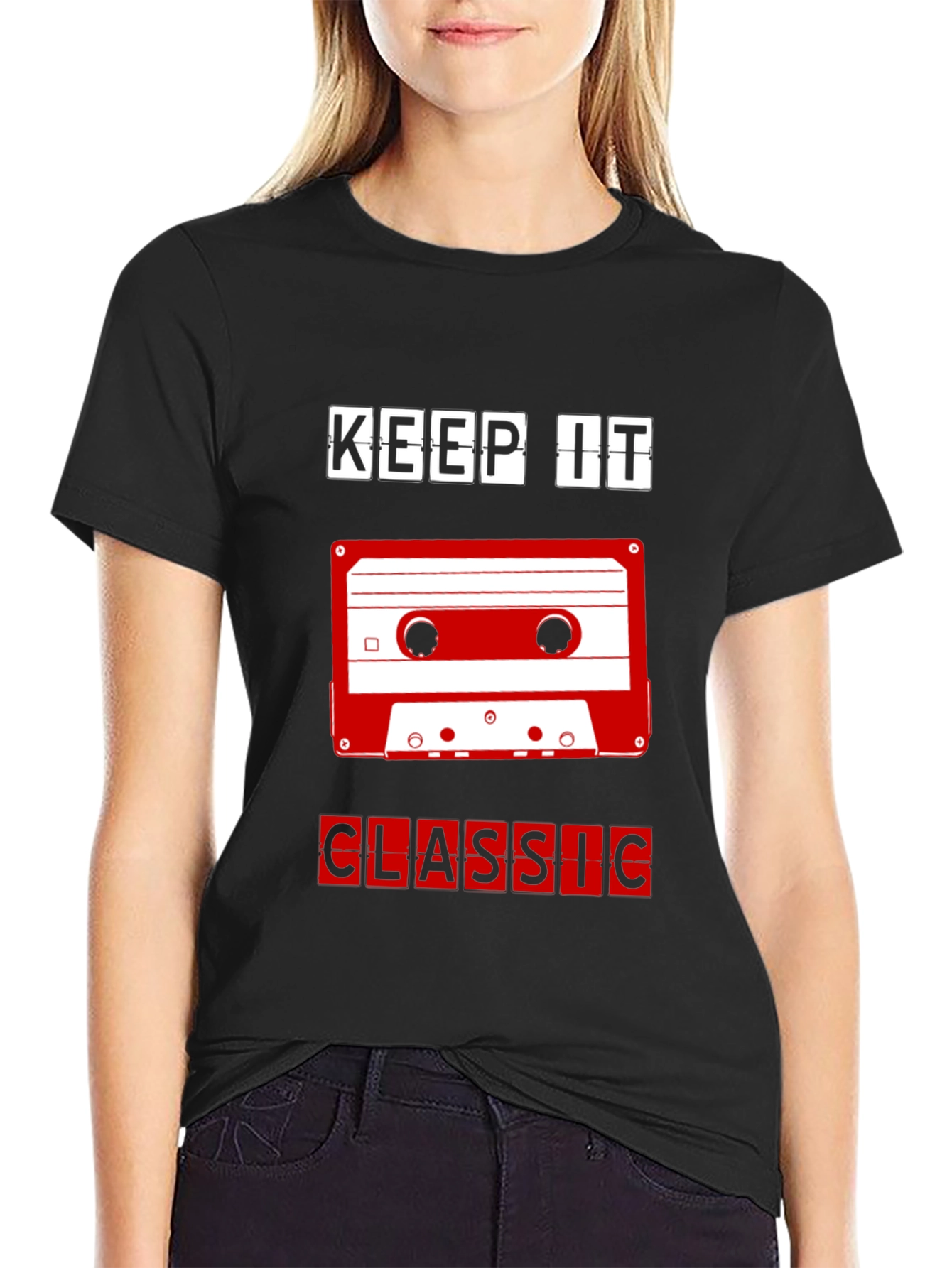 Black Keep It Classic Retro Cassette Tape T-Shirt view 2