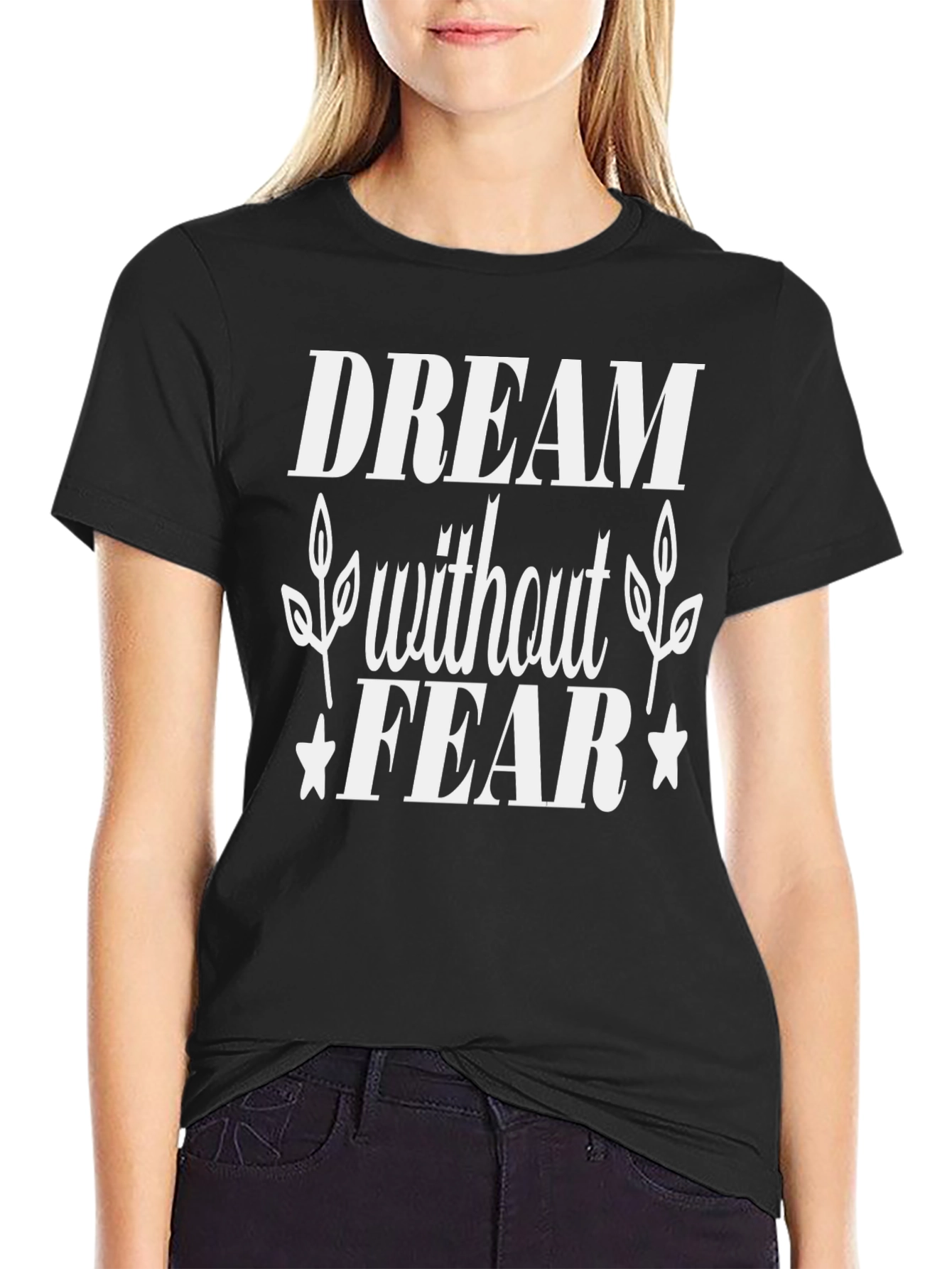 Black Dream Without Fear Black Graphic Tee view 2