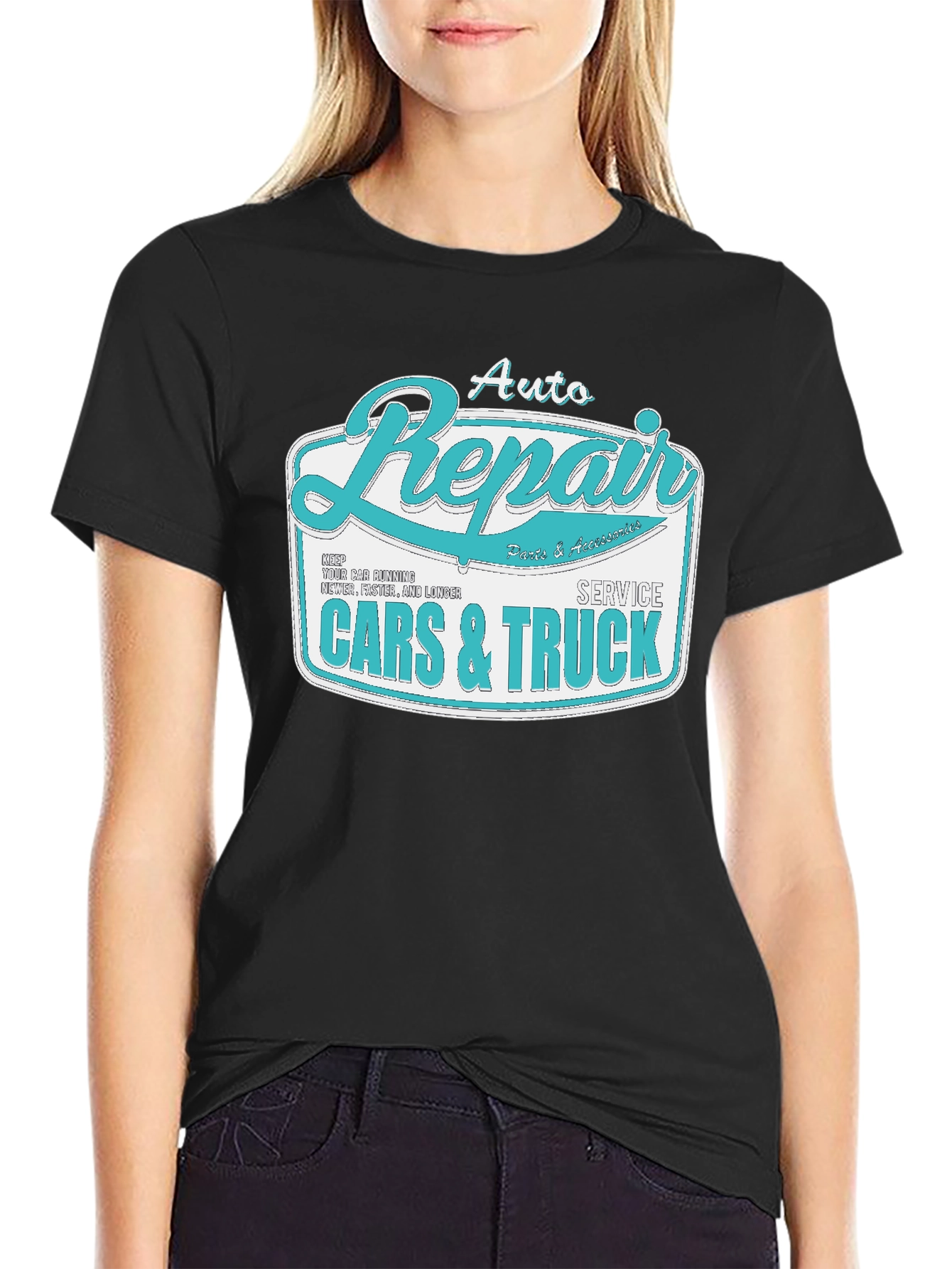 Black Auto Repair Cars & Truck Graphic T-Shirt view 2