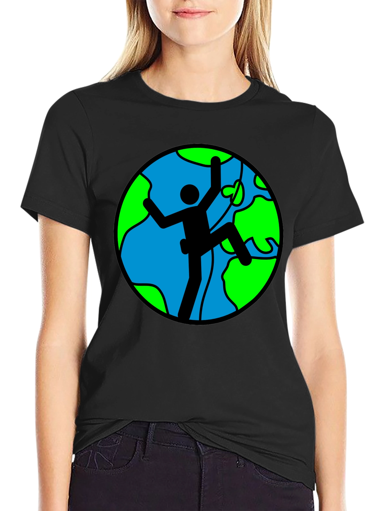 Black Climbing Earth Graphic Black T-Shirt view 2