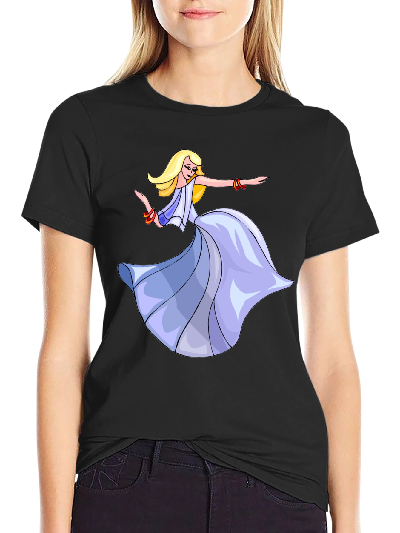 Black Dancing Woman Graphic Black Tee view 2