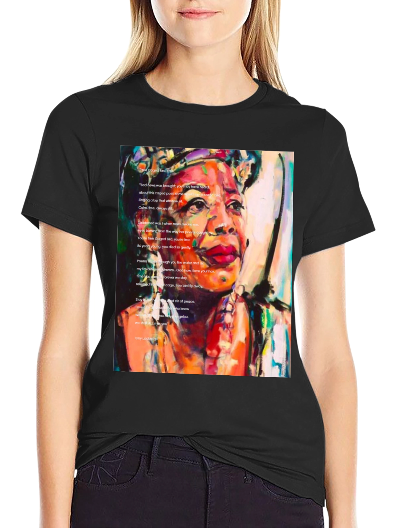 Black Maya Angelou Graphic Tee - Poetic Tribute Shirt view 2