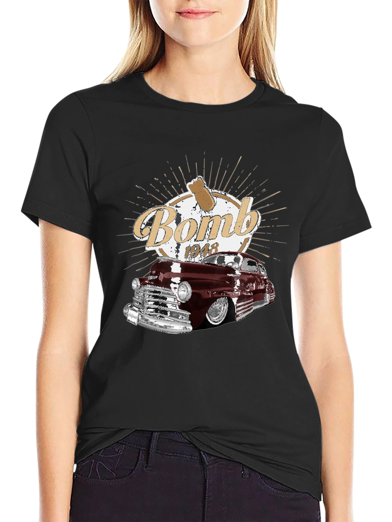 Black Bomb 1948 Car Graphic T-Shirt view 2