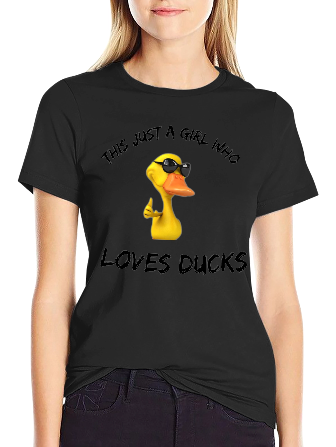 Black Funny Duck Lover T-Shirt - This Girl Loves Ducks! view 2