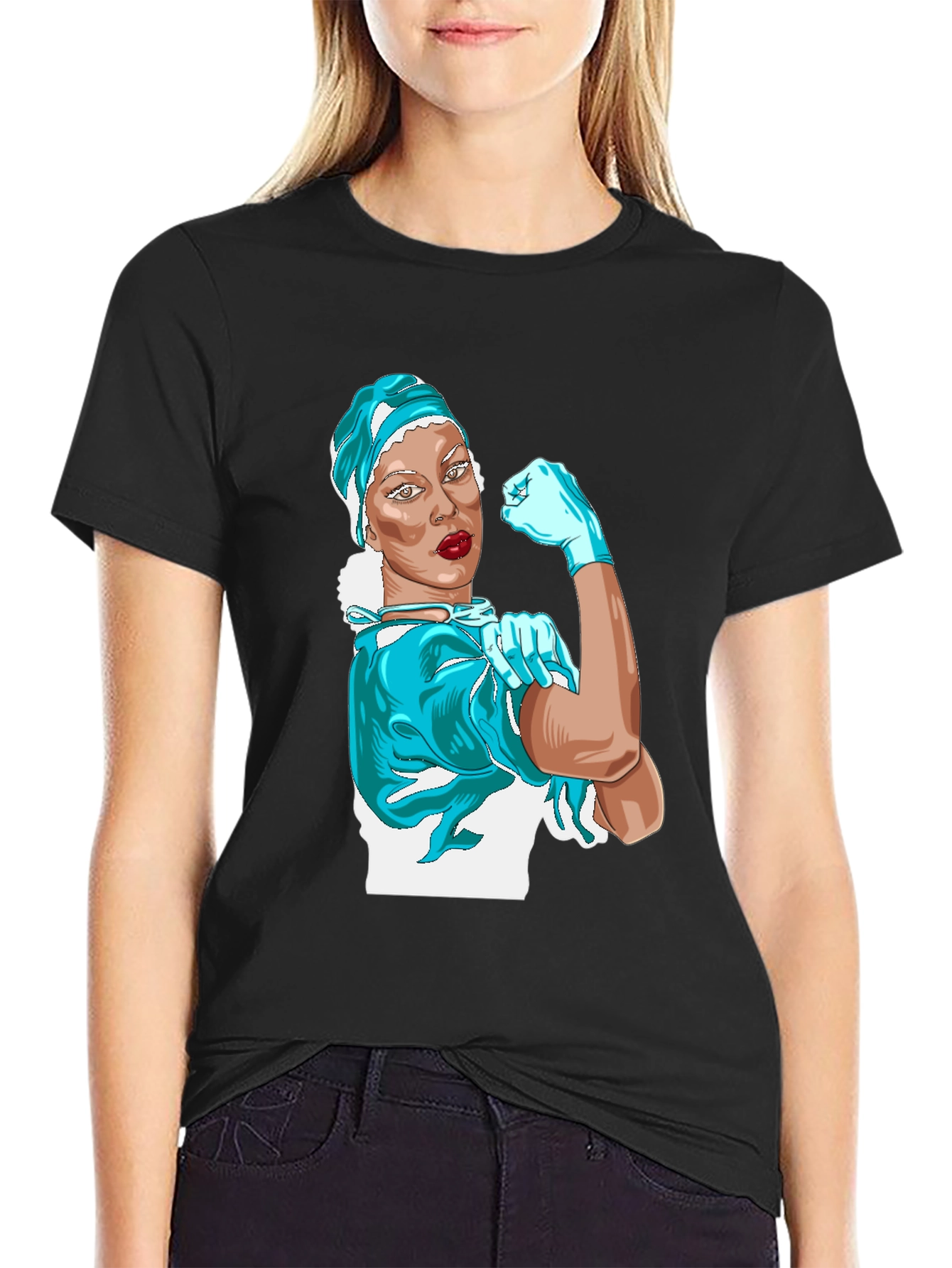 Black Feminist Doctor T-Shirt -  'We Can Do It' Design view 2
