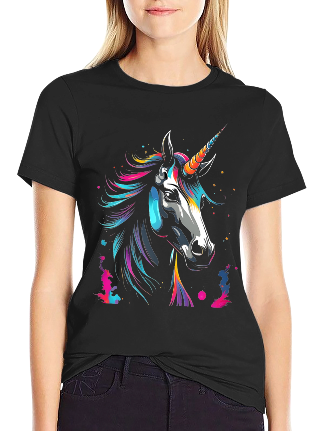 Black Unicorn Graphic Tee - Men's Black T-Shirt view 2