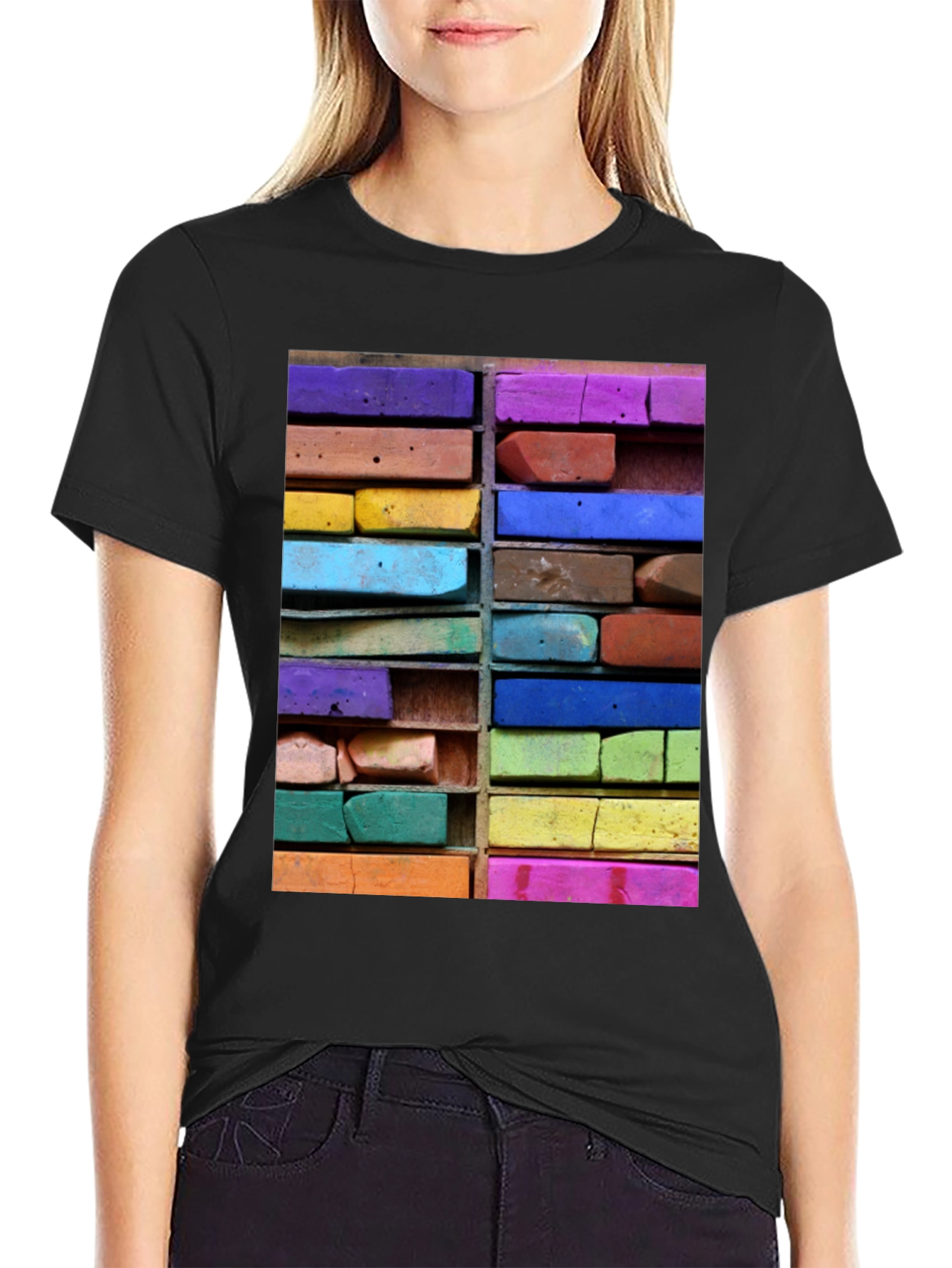 Black Artistic Pastels T-Shirt view 2