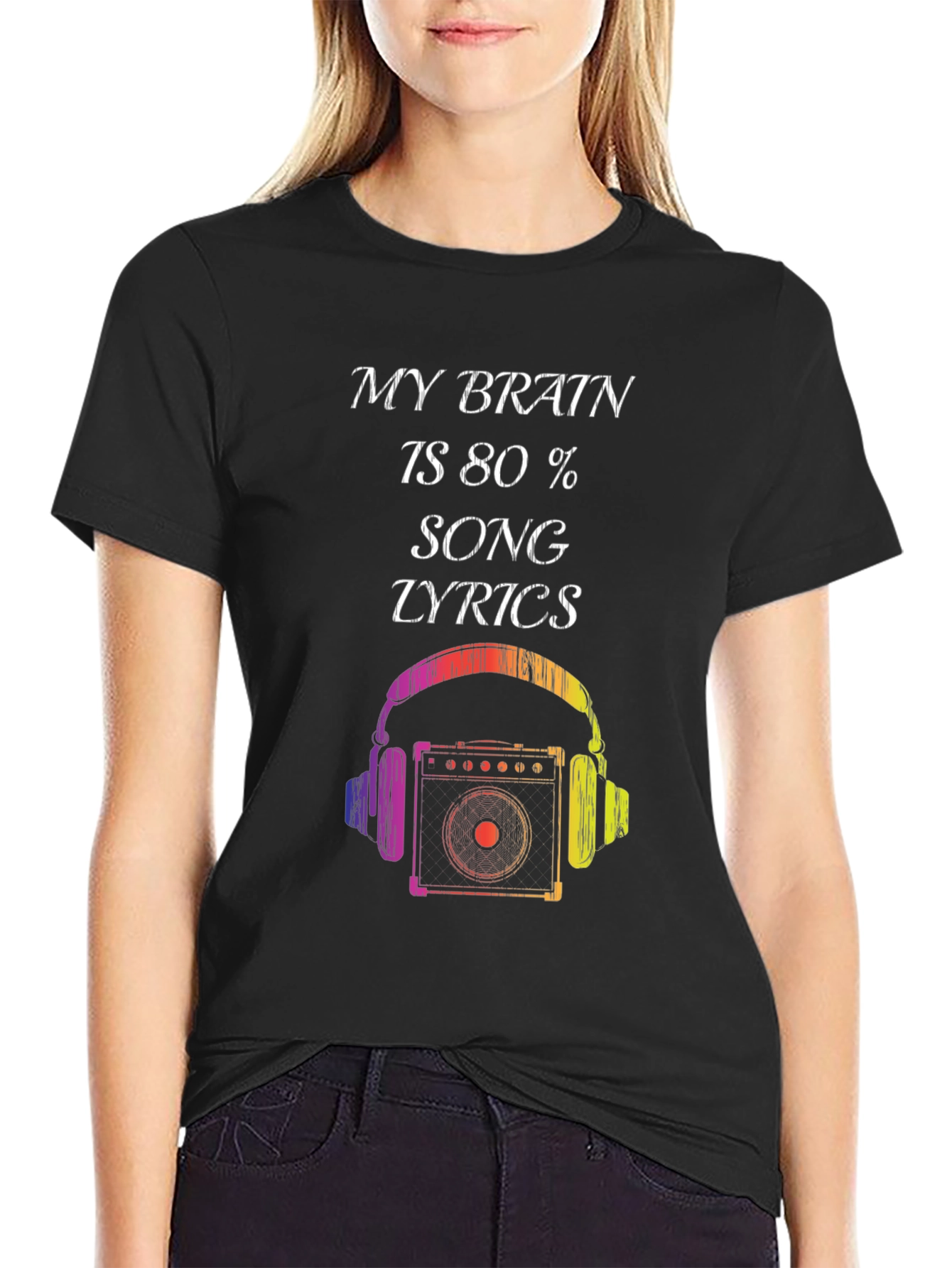 Black My Brain is 80% Song Lyrics T-Shirt view 2