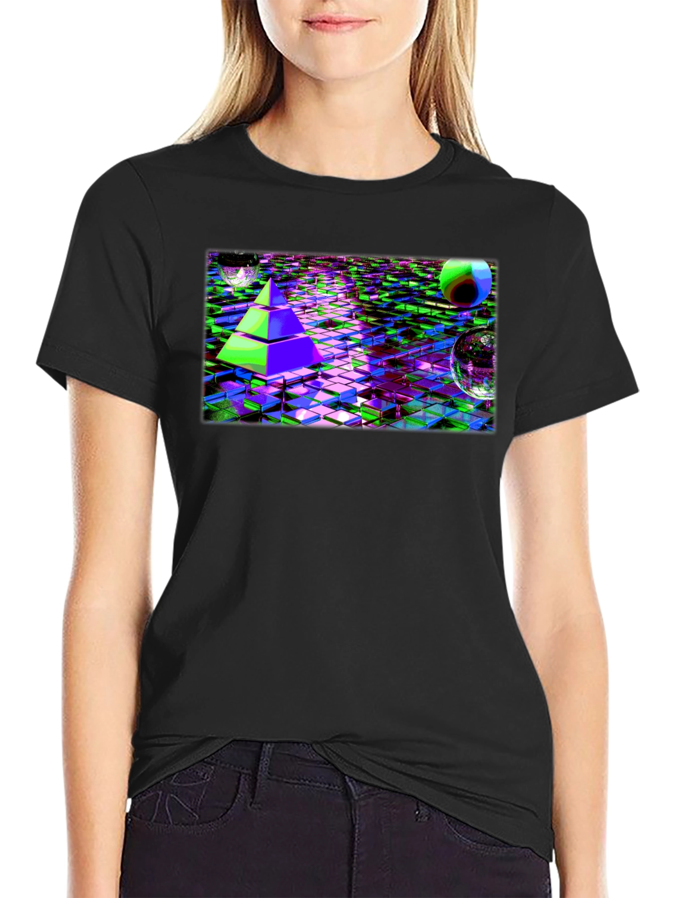 Cyber Pyramid T-Shirt: Glitch Art Tee - 2