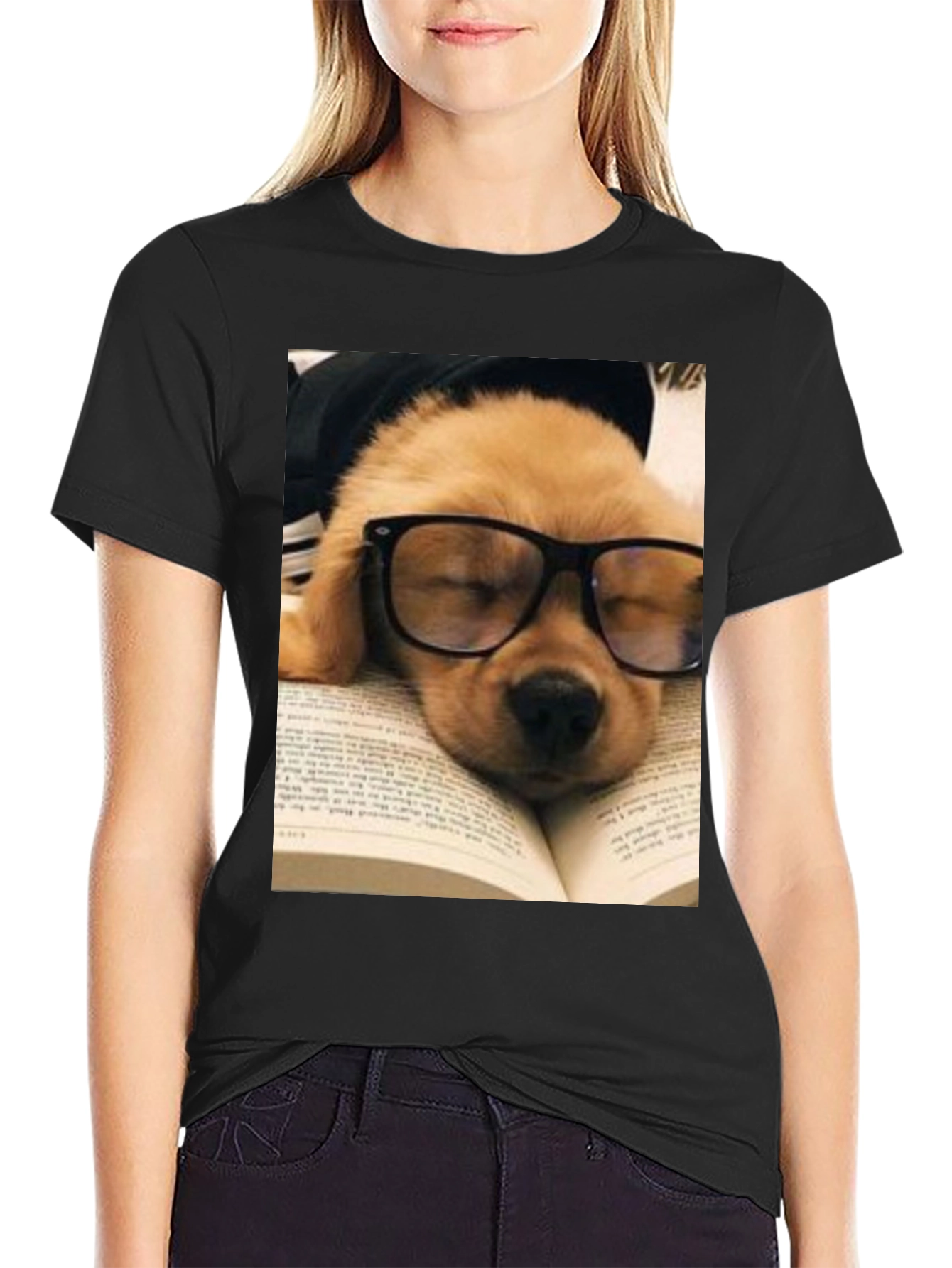 Black Bookworm Pup T-Shirt view 2