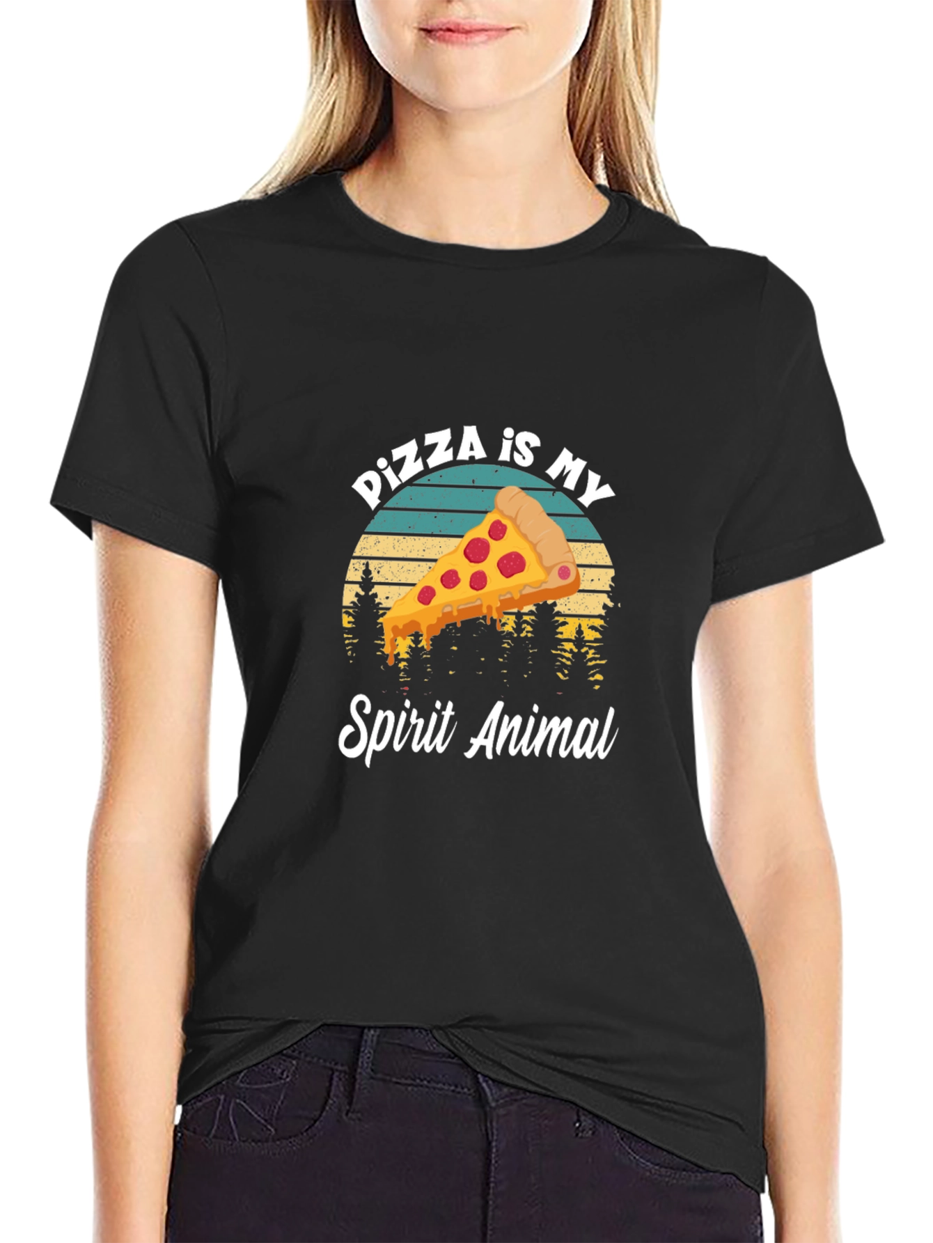 Black Pizza is My Spirit Animal Tee - Funny Food Lover Shirt view 2